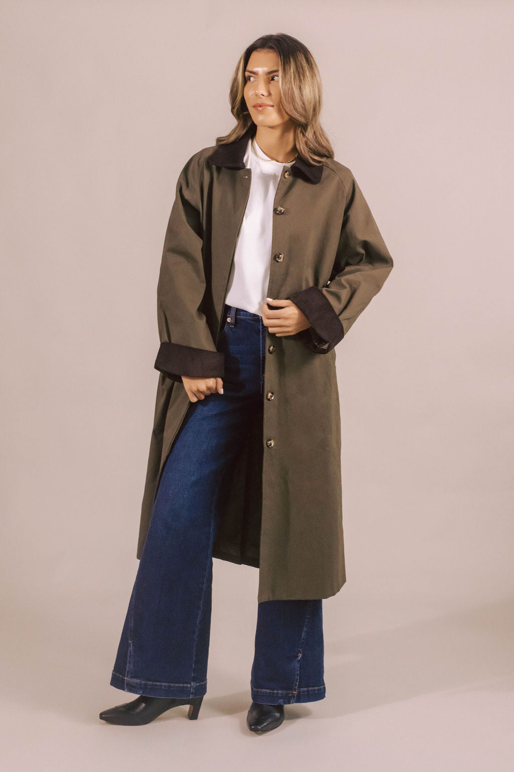 Rory Corduroy Detail Trench Coat