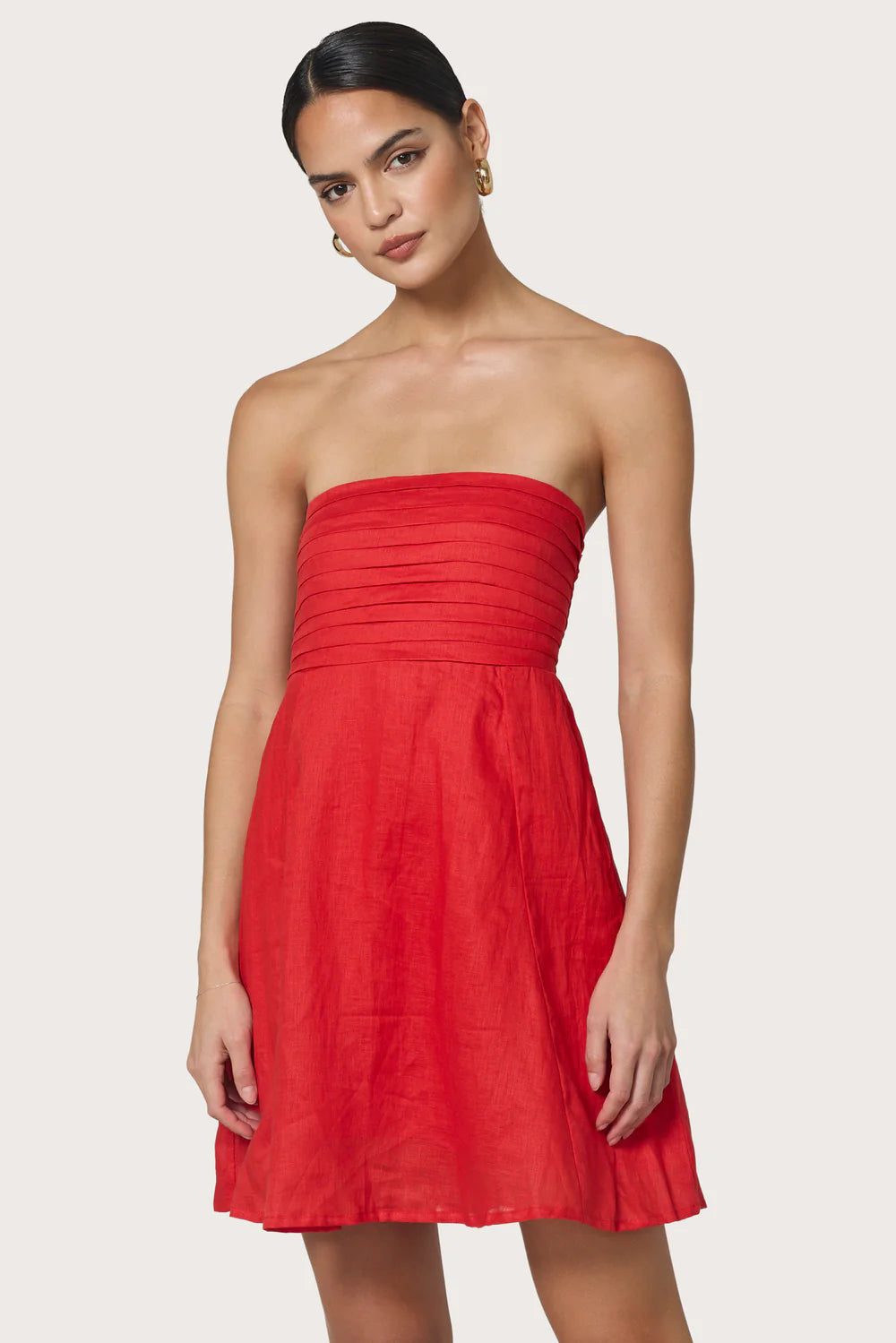 Talia Radiant Red Linen Mini Dress