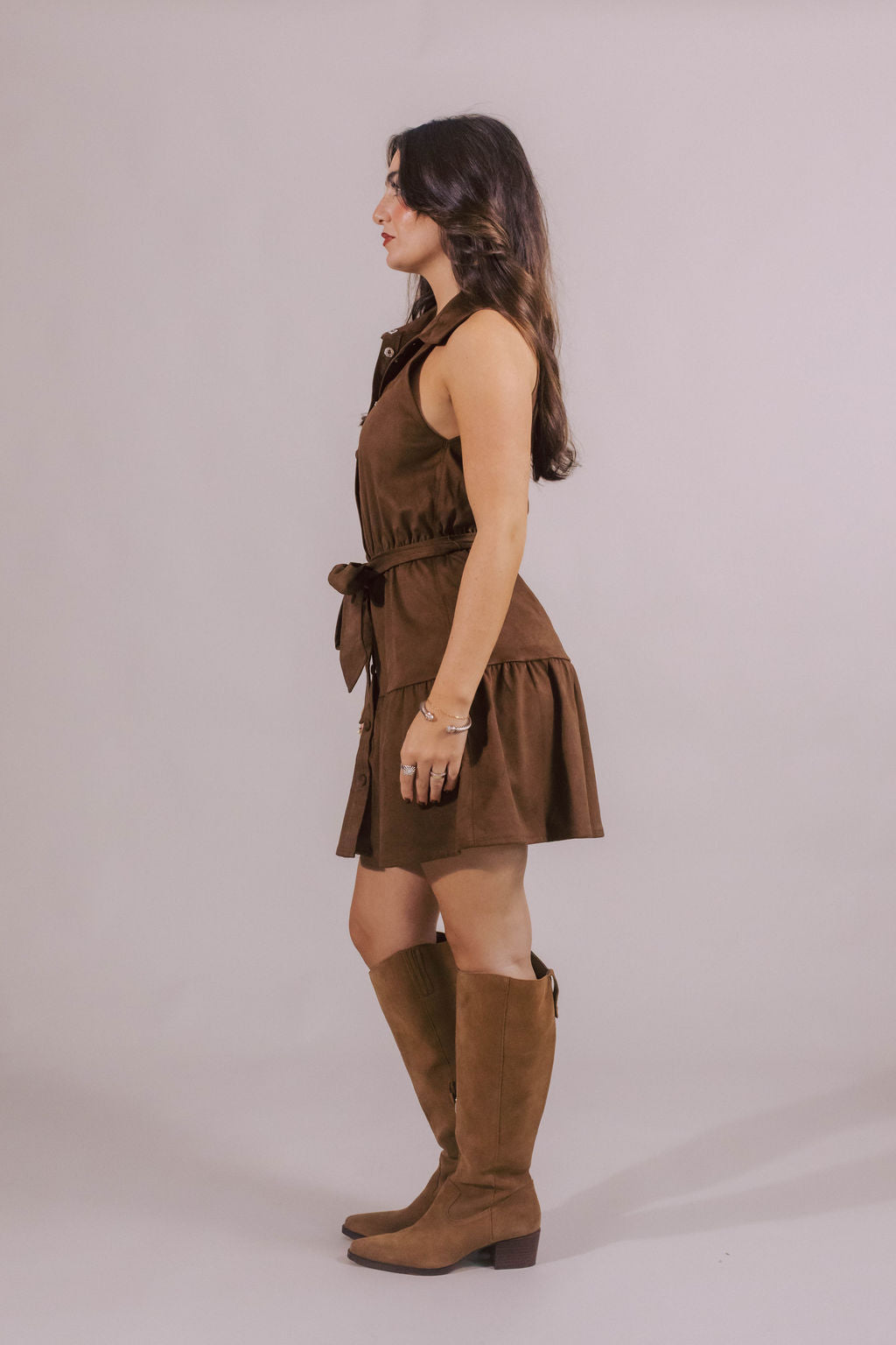 Corolla Suede Belted Dress