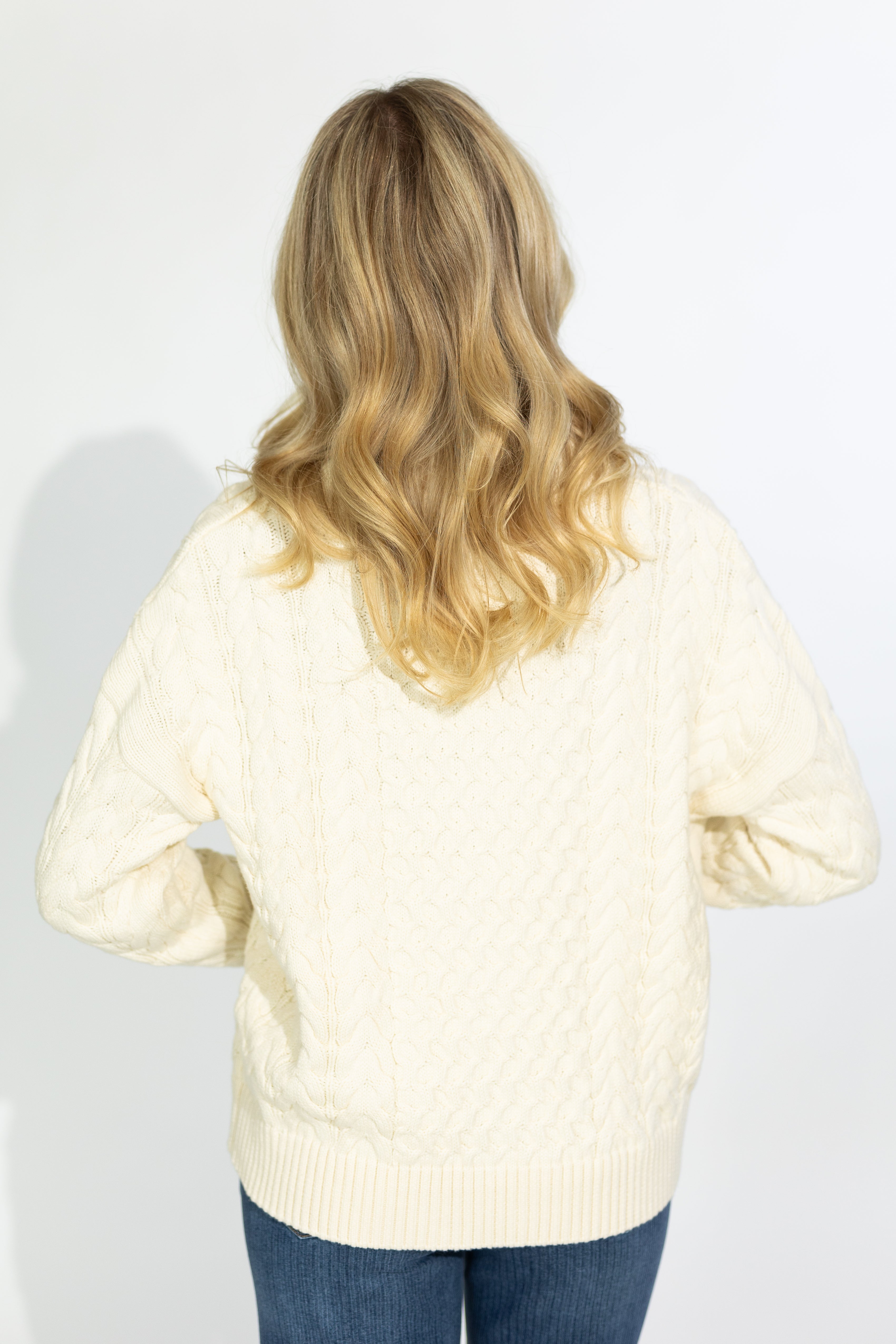 Cable Knit Cotton 1/2 Zip Sweater