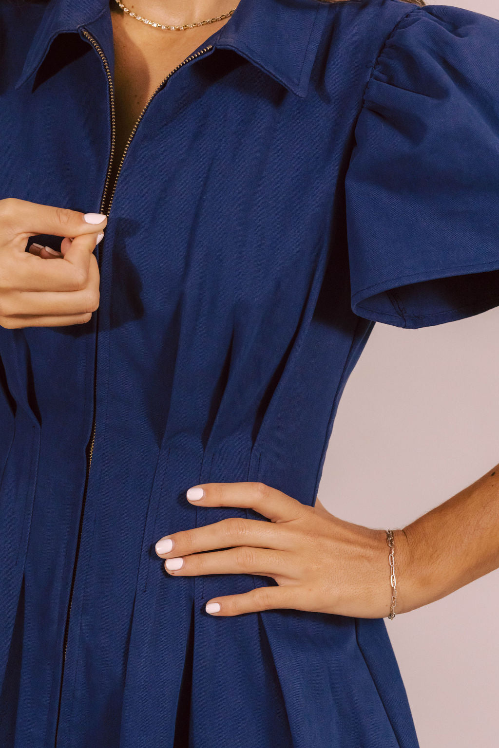Lily Navy Structured Zip Dress