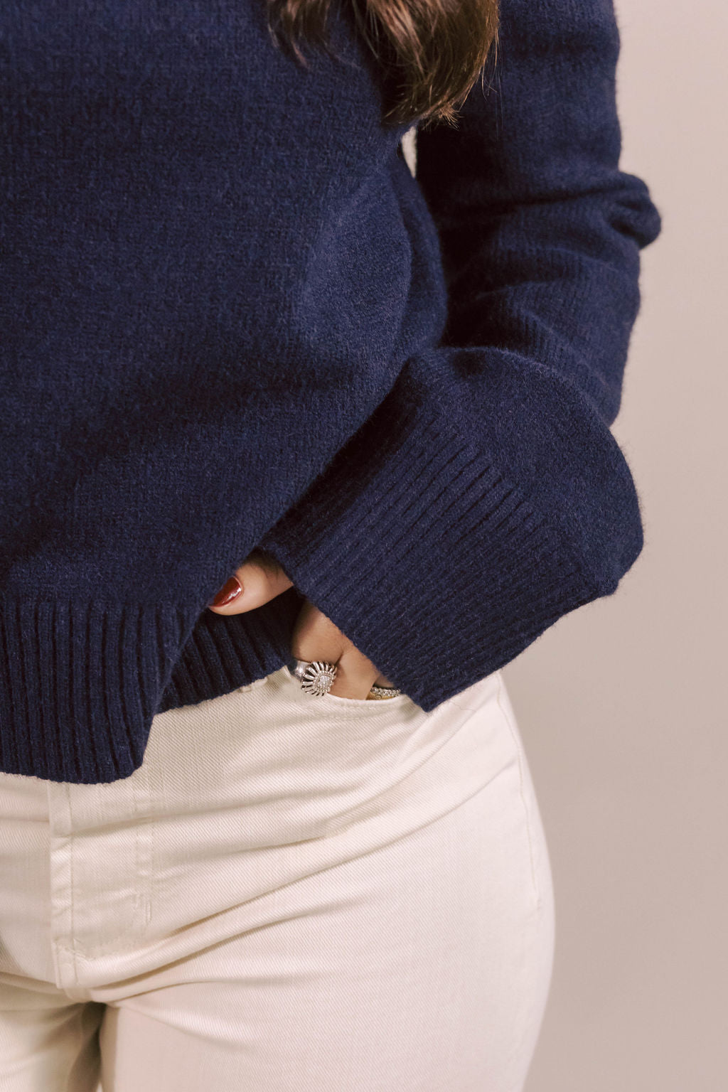 Aleena Navy Mockneck Sweater