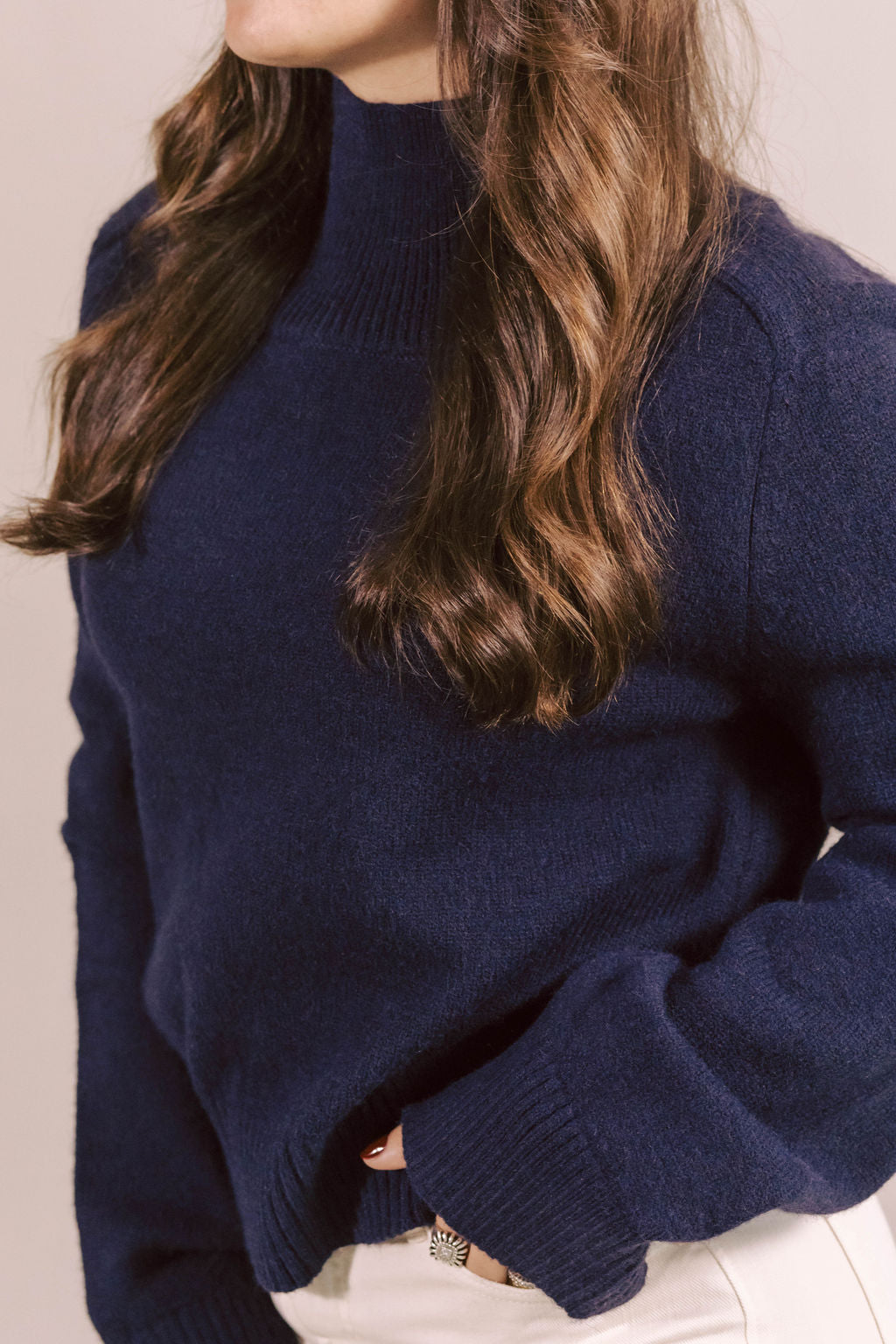 Aleena Navy Mockneck Sweater