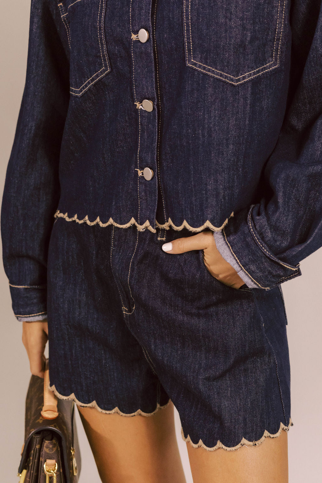 Indigo Scalloped Shorts