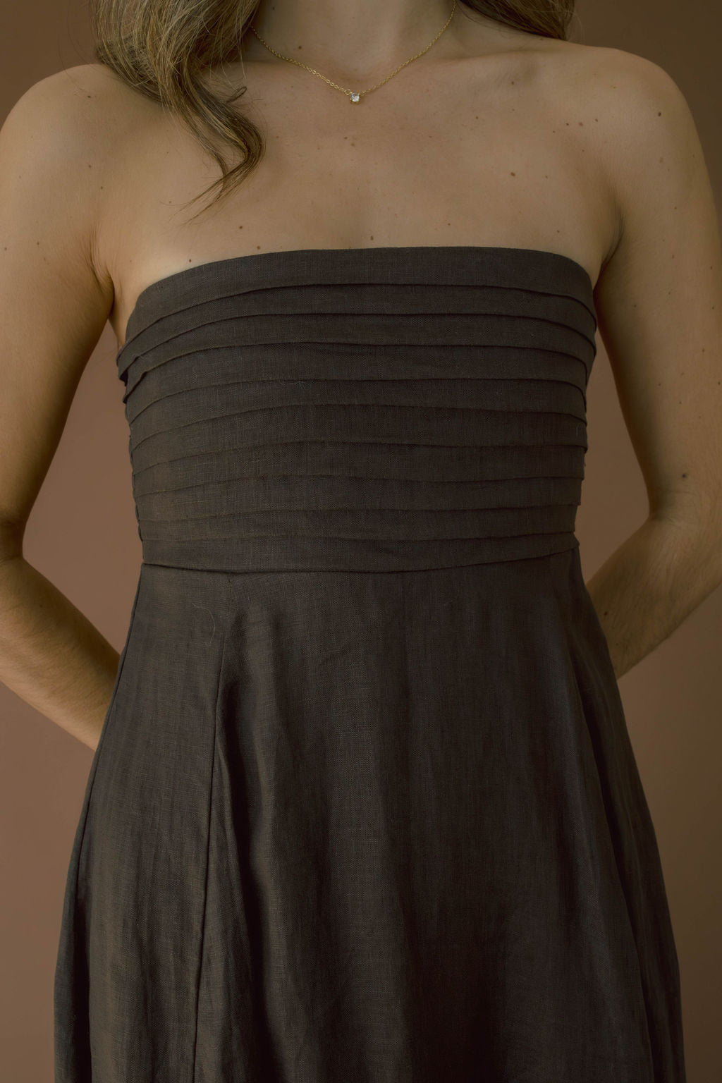 Talia Chocolate Linen Maxi Dress