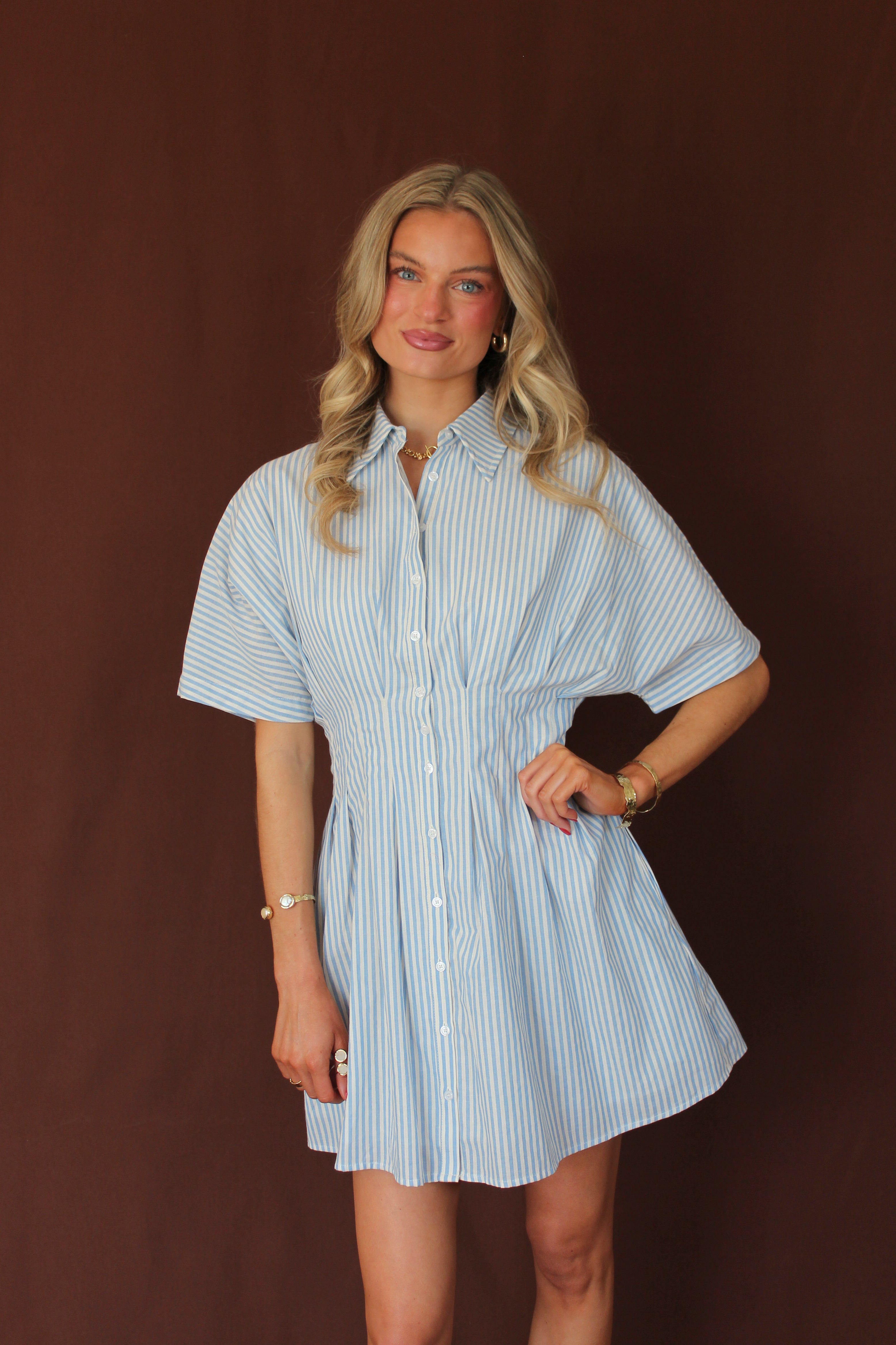 Natalia Pleated Shirt Dress