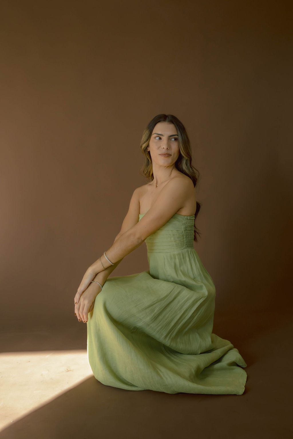 Talia Sage Linen Maxi Dress