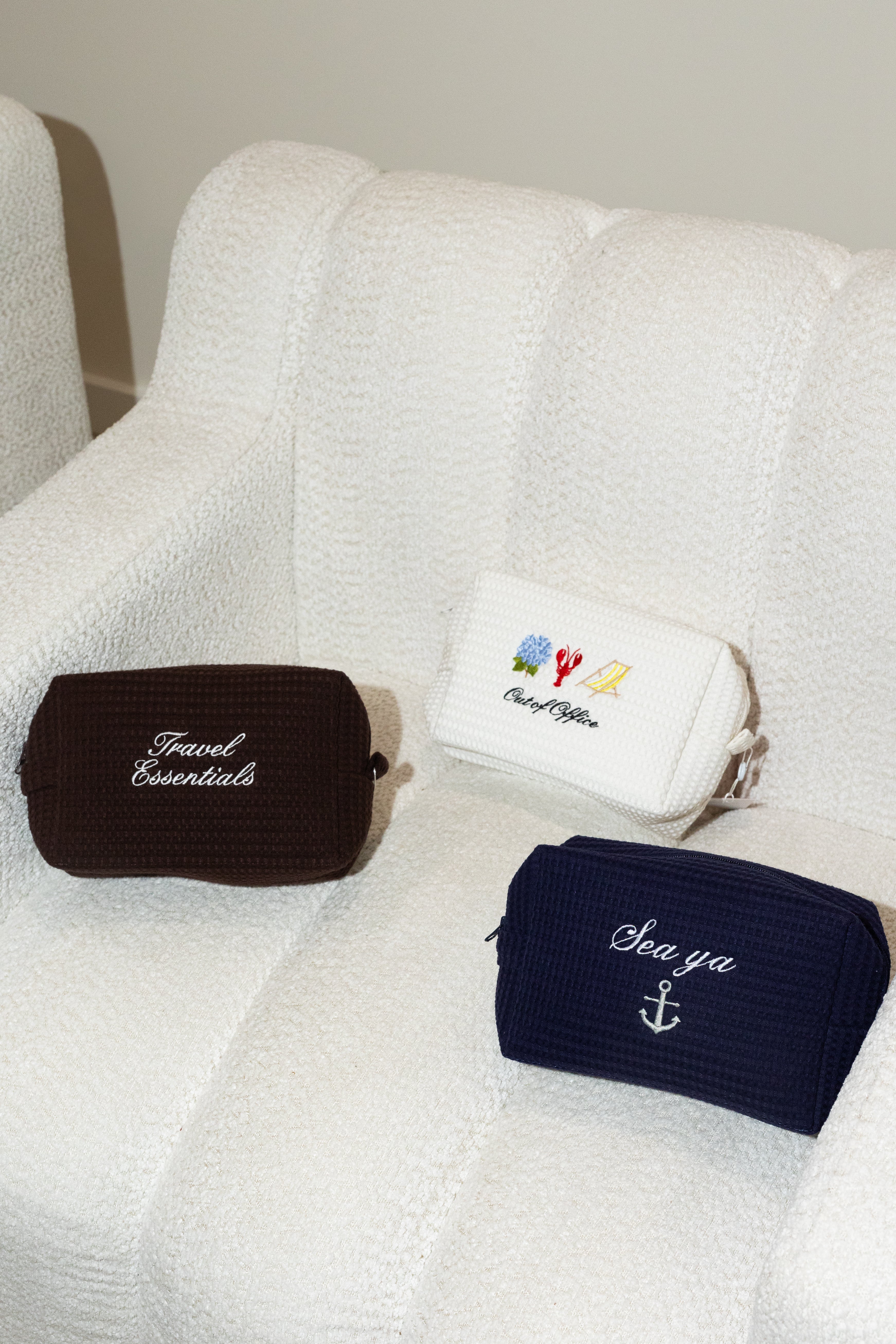 Embroidered Waffle Pouch