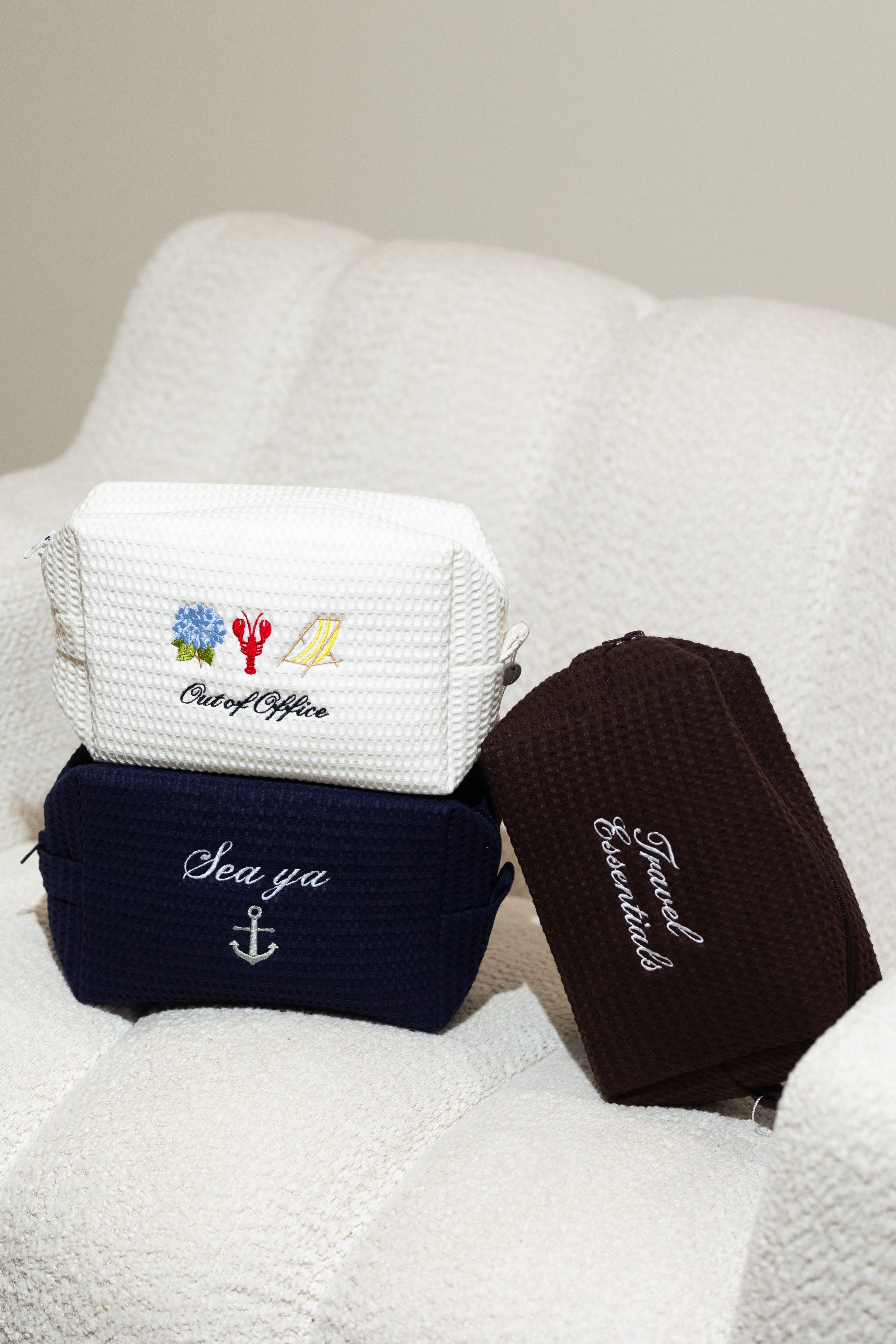 Embroidered Waffle Pouch