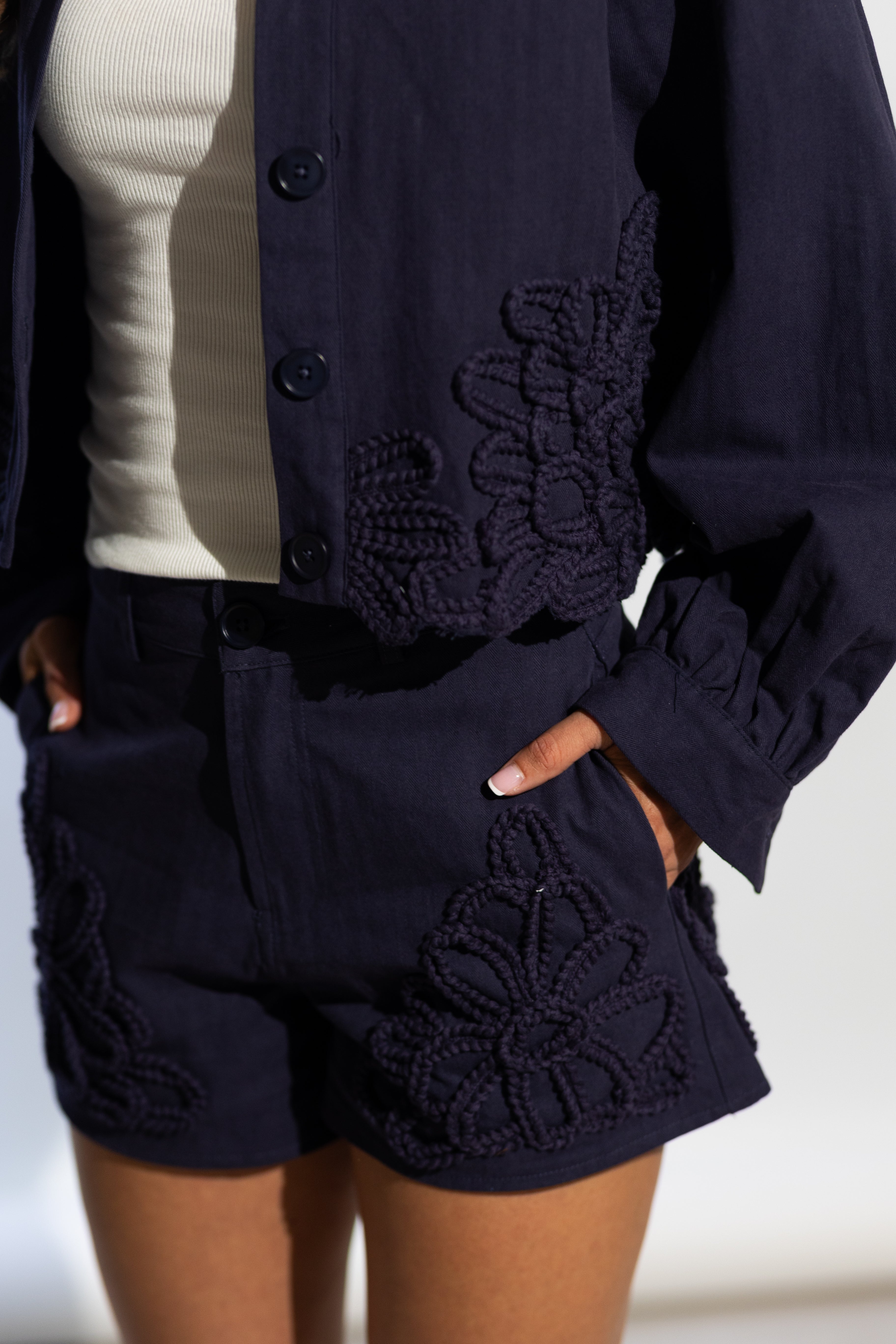 Junie Floral Embroidery Shorts