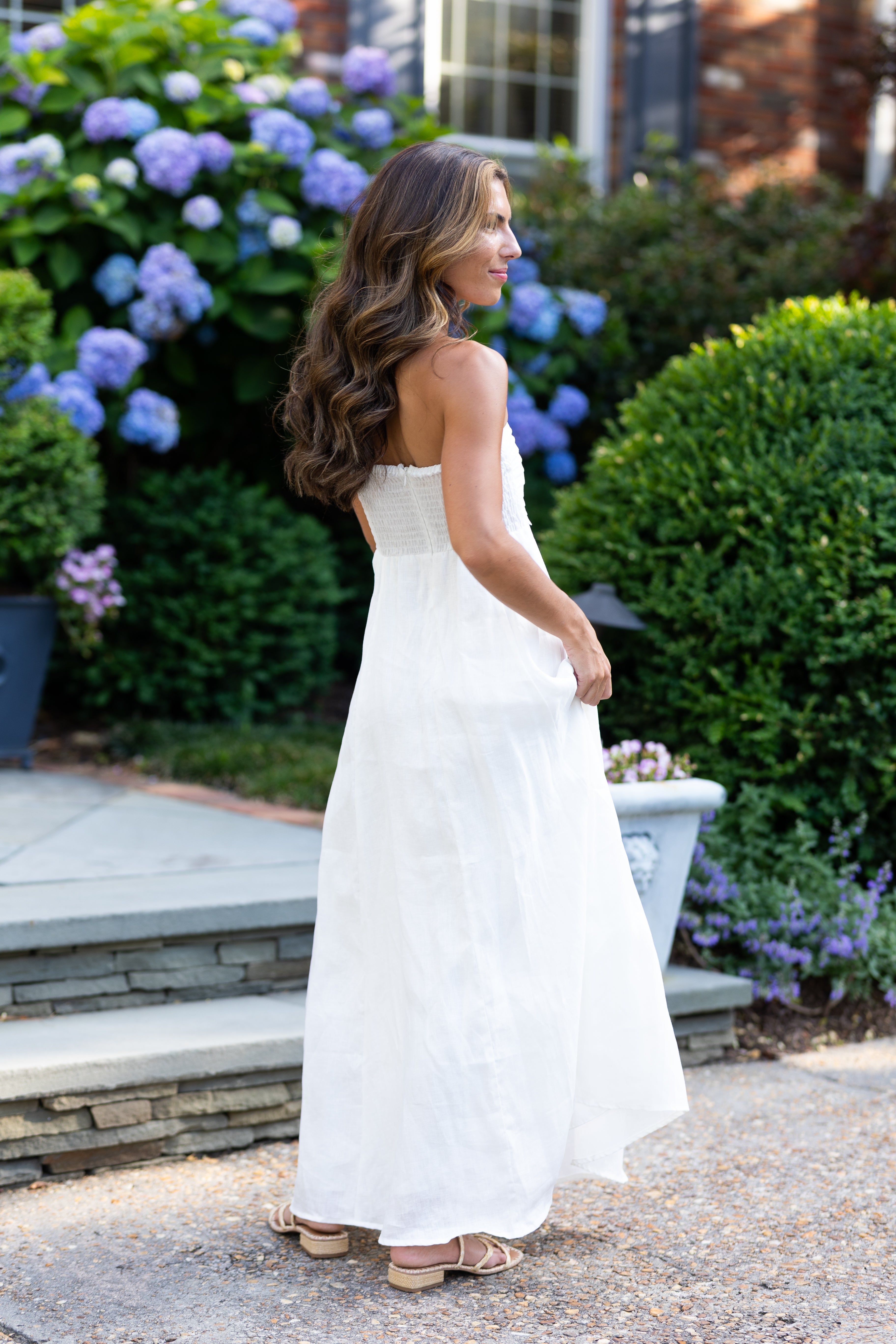 Talia White Linen Maxi Dress