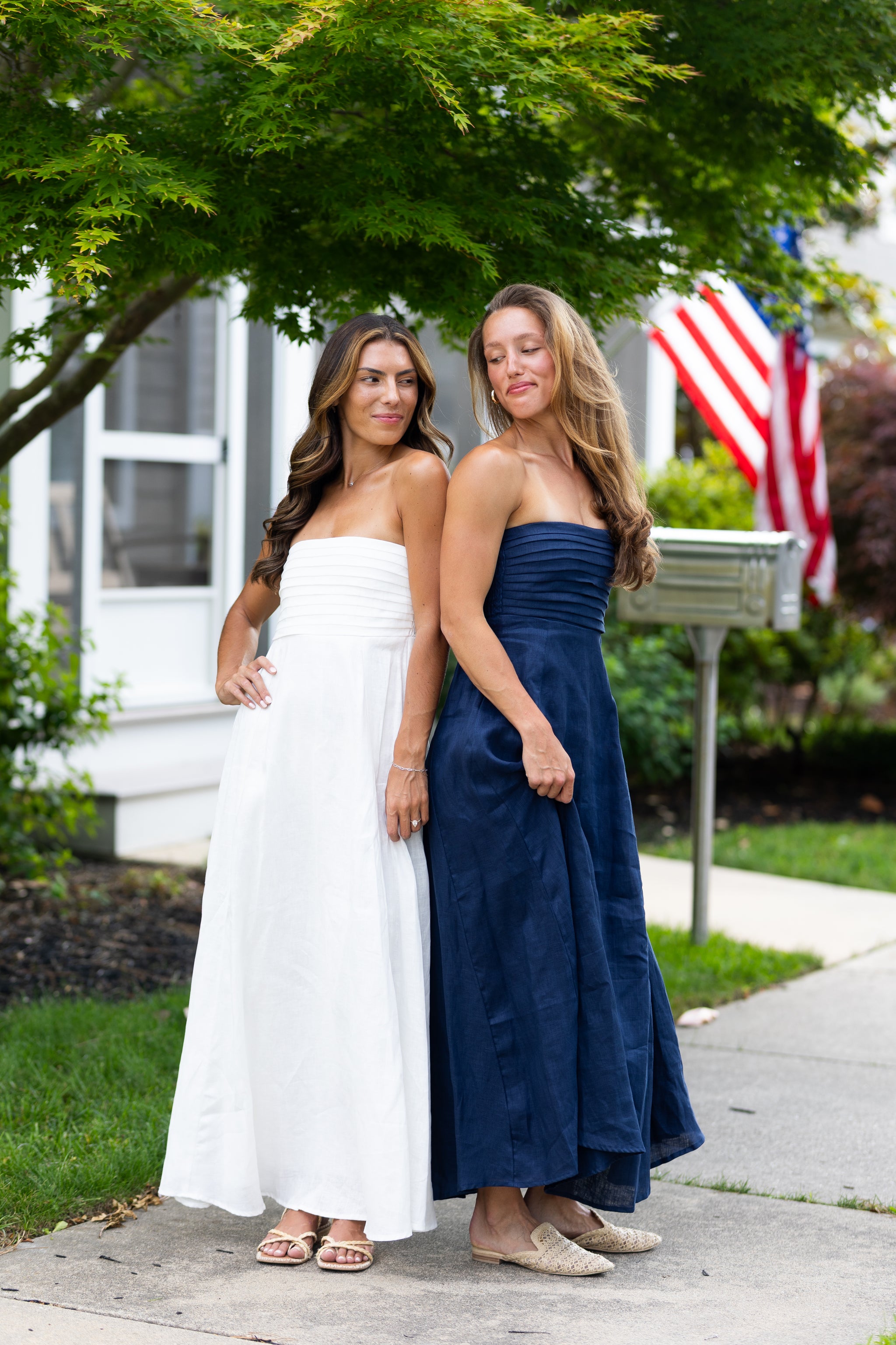 Talia Navy Linen Maxi Dress