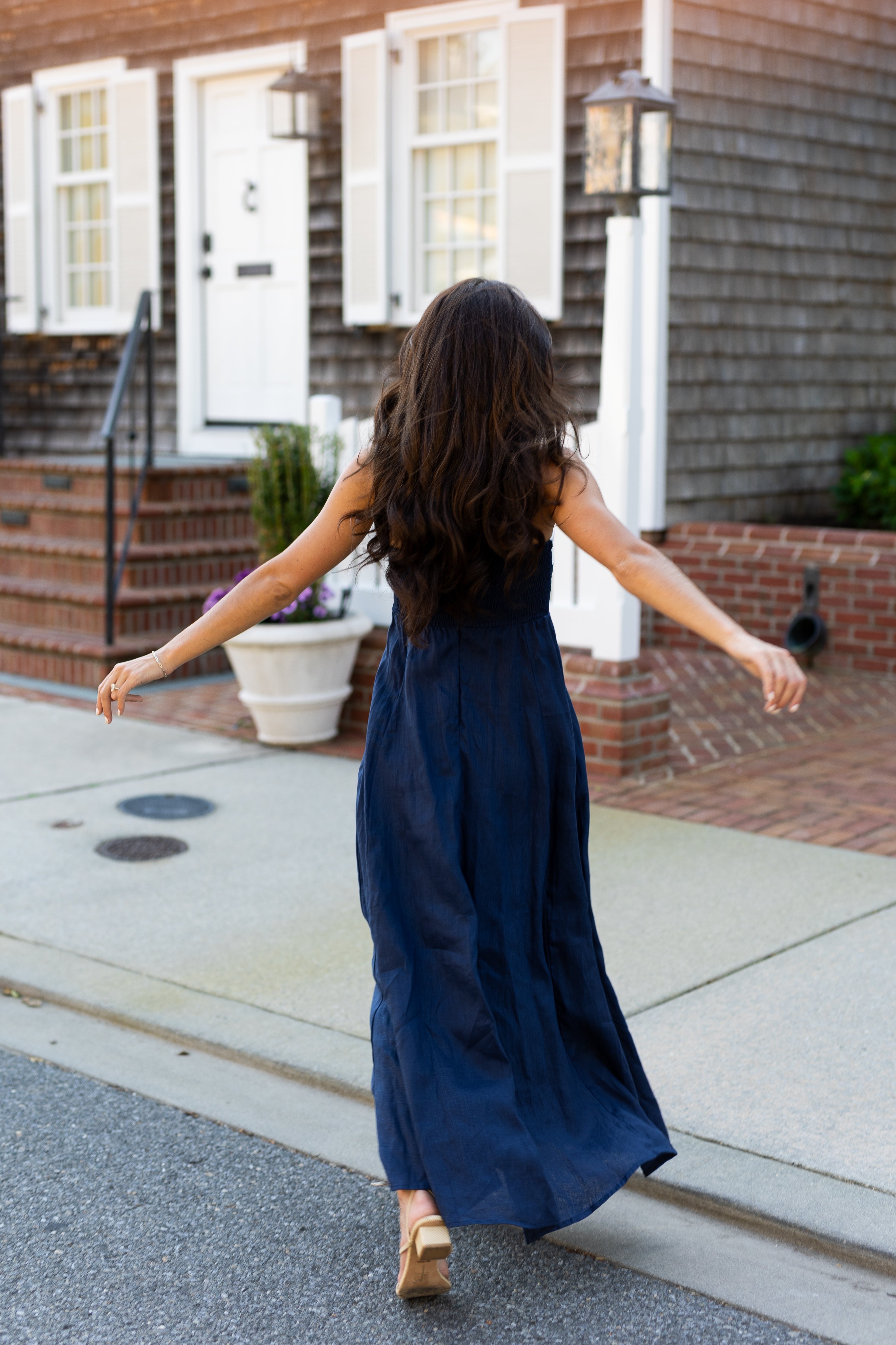 Alora Linen Navy Dress