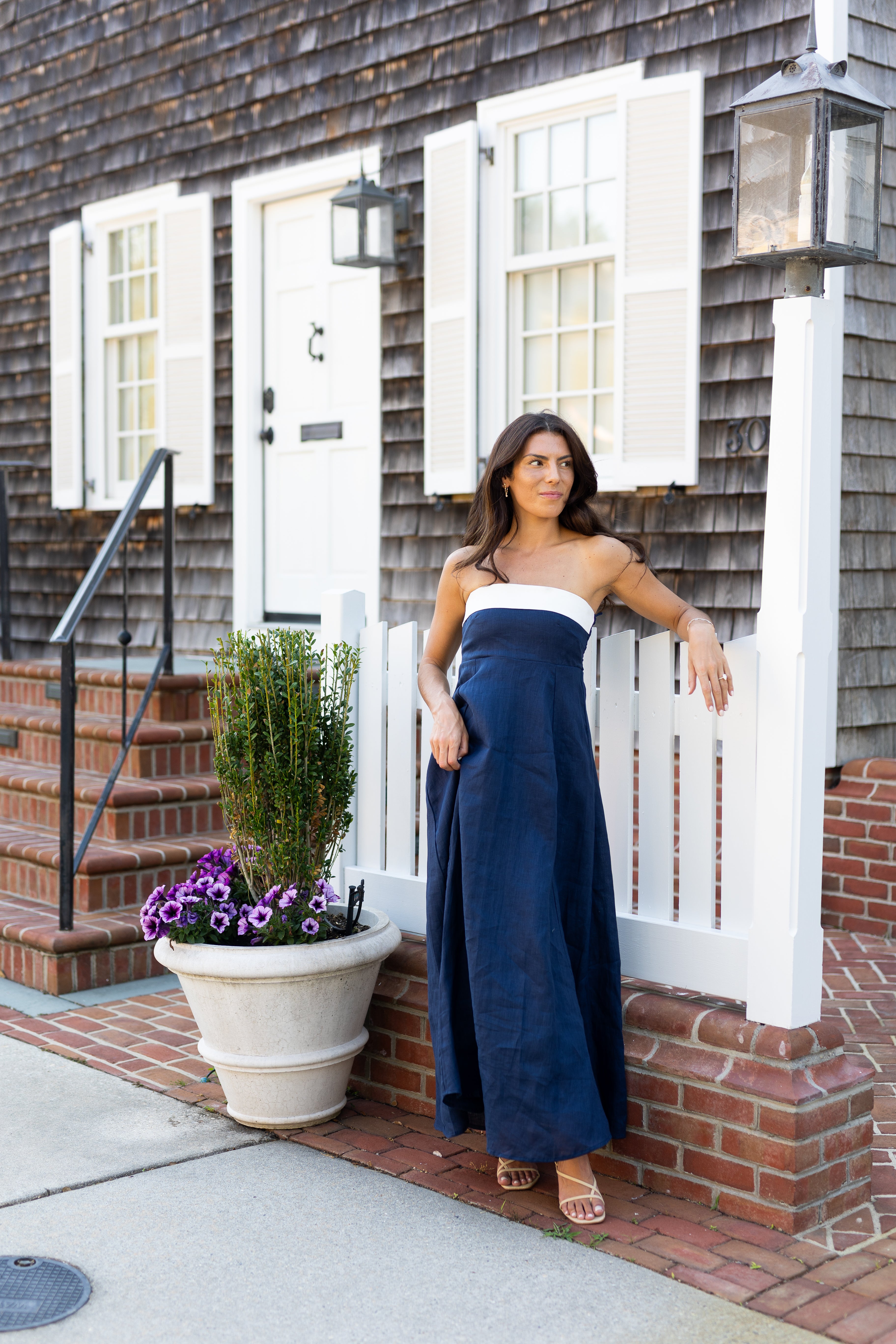 Alora Linen Navy Dress