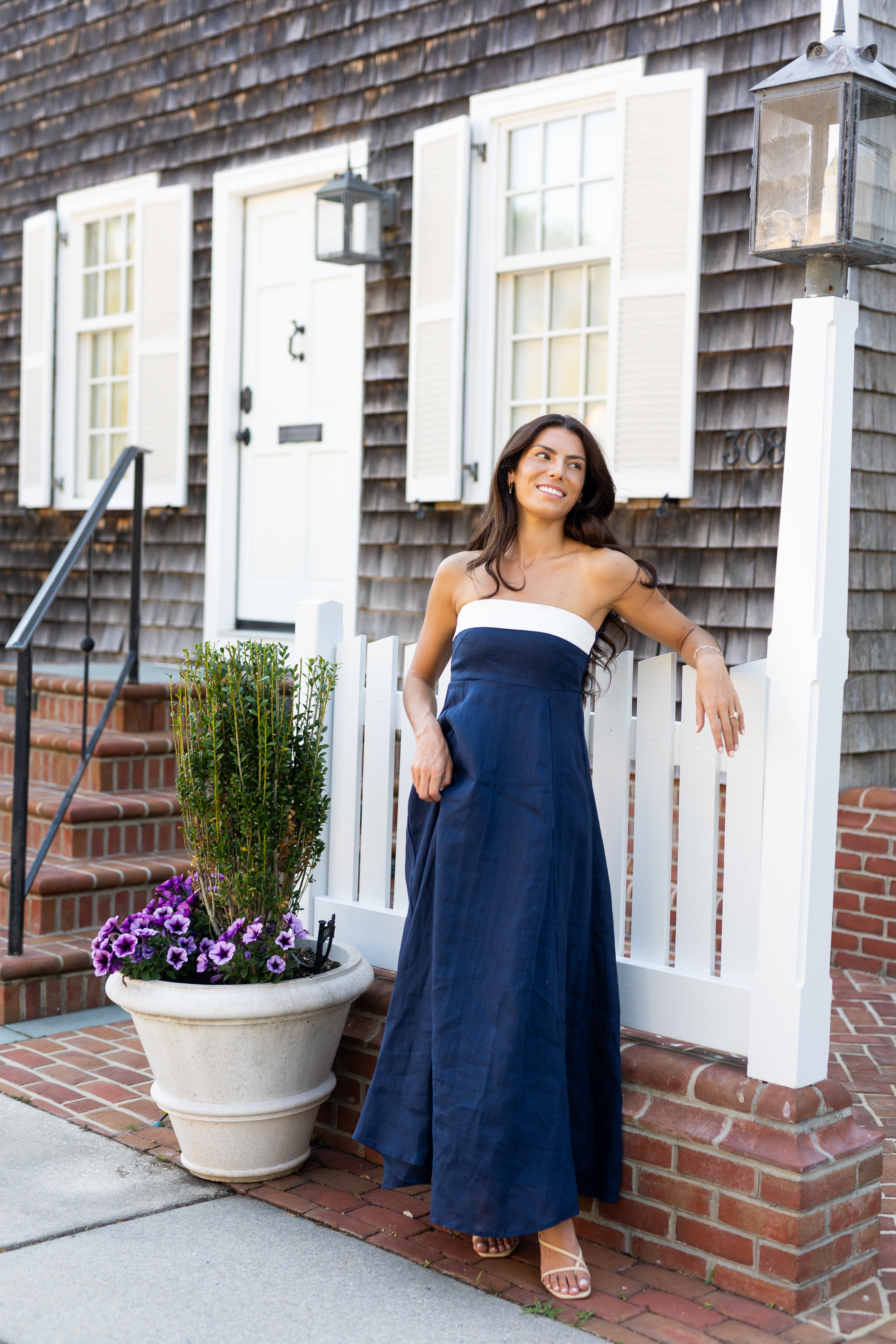 Alora Linen Navy Dress