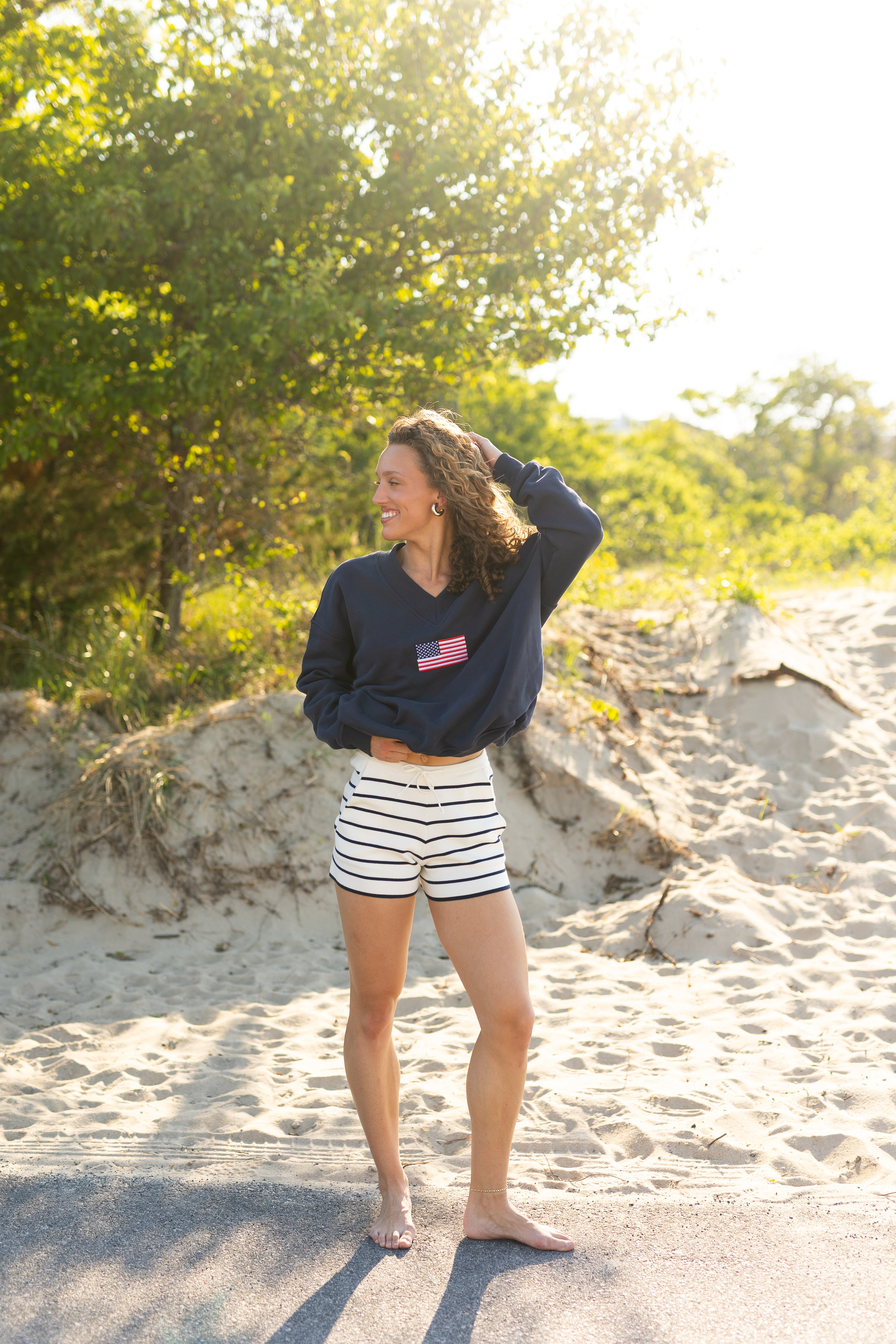 York Striped Sweater Short