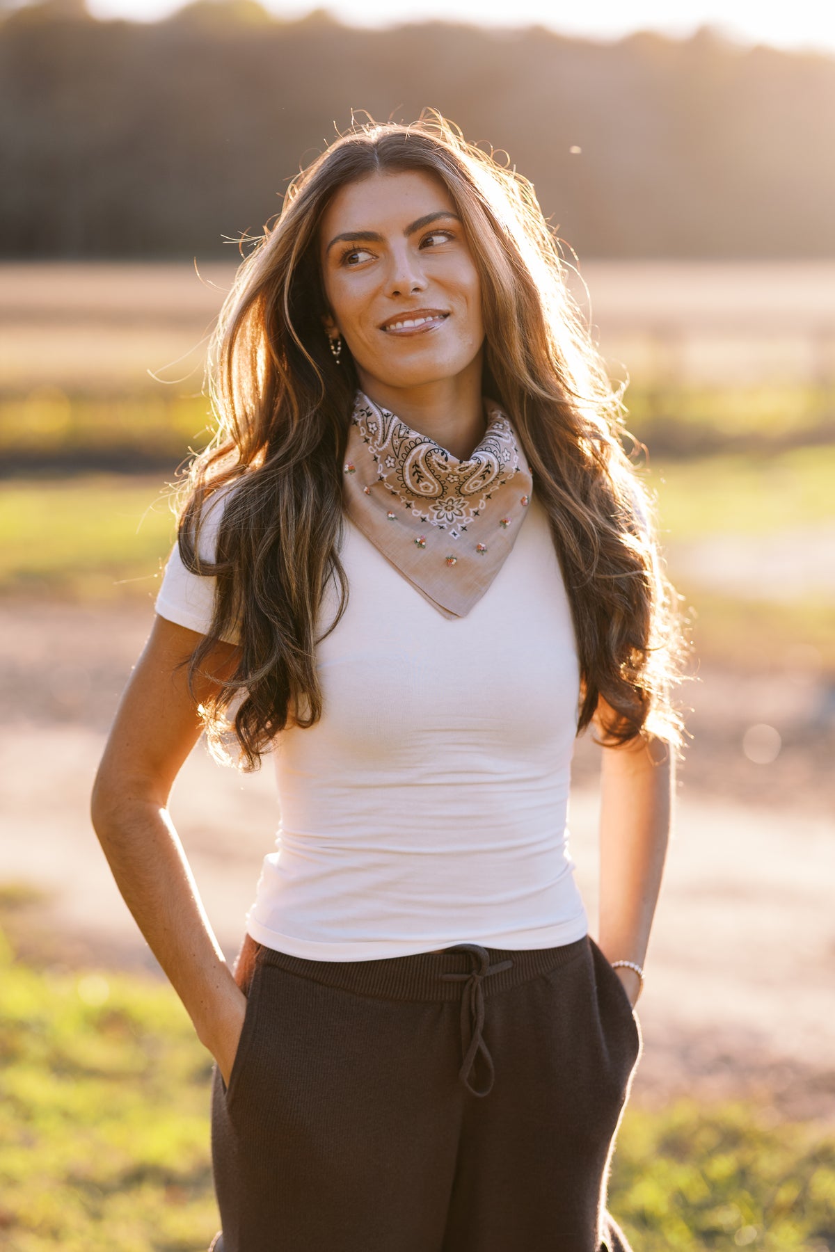 Floral Embroidered Bandana