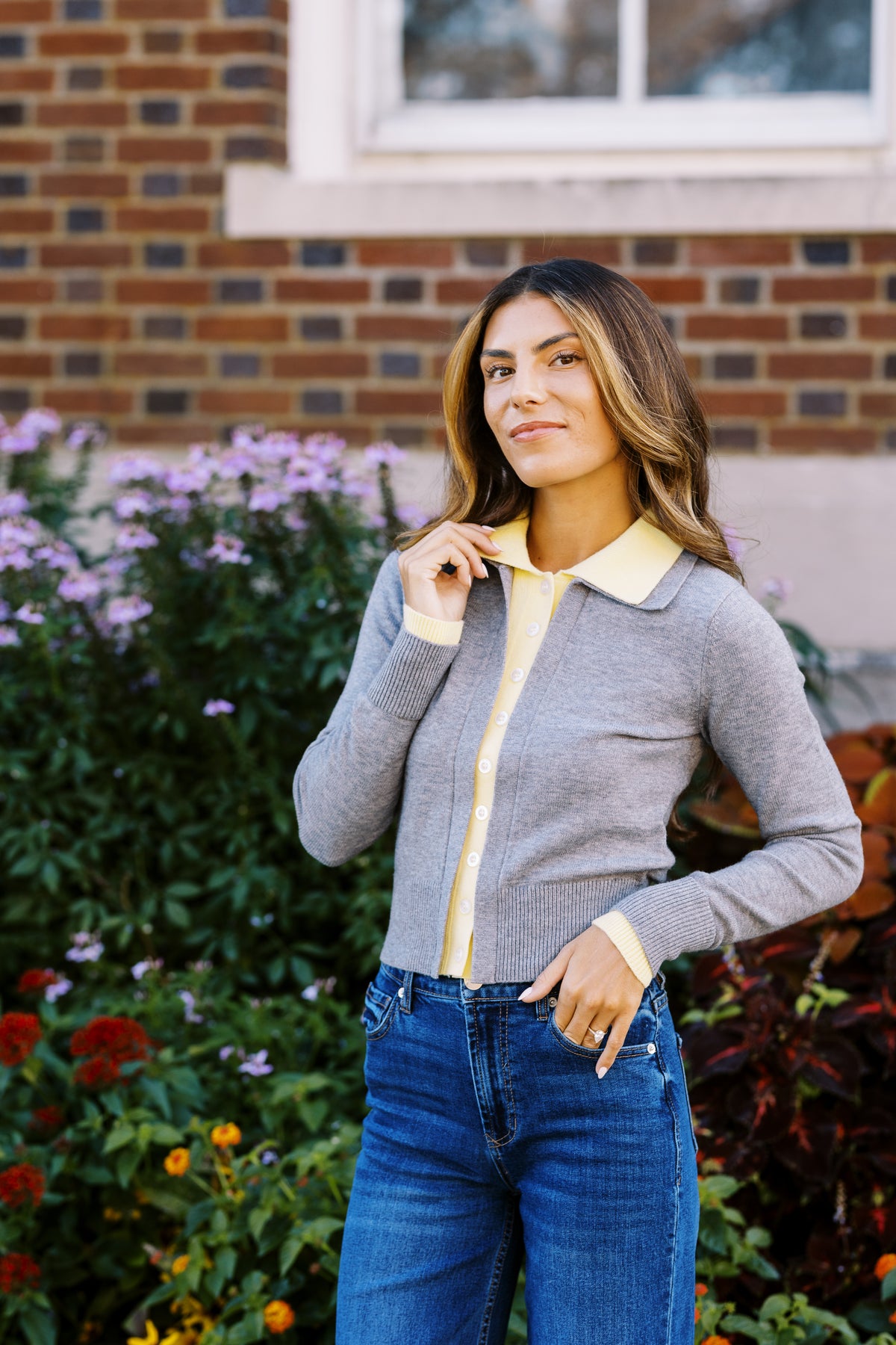 Priscilla Double Layer Polo Cardigan