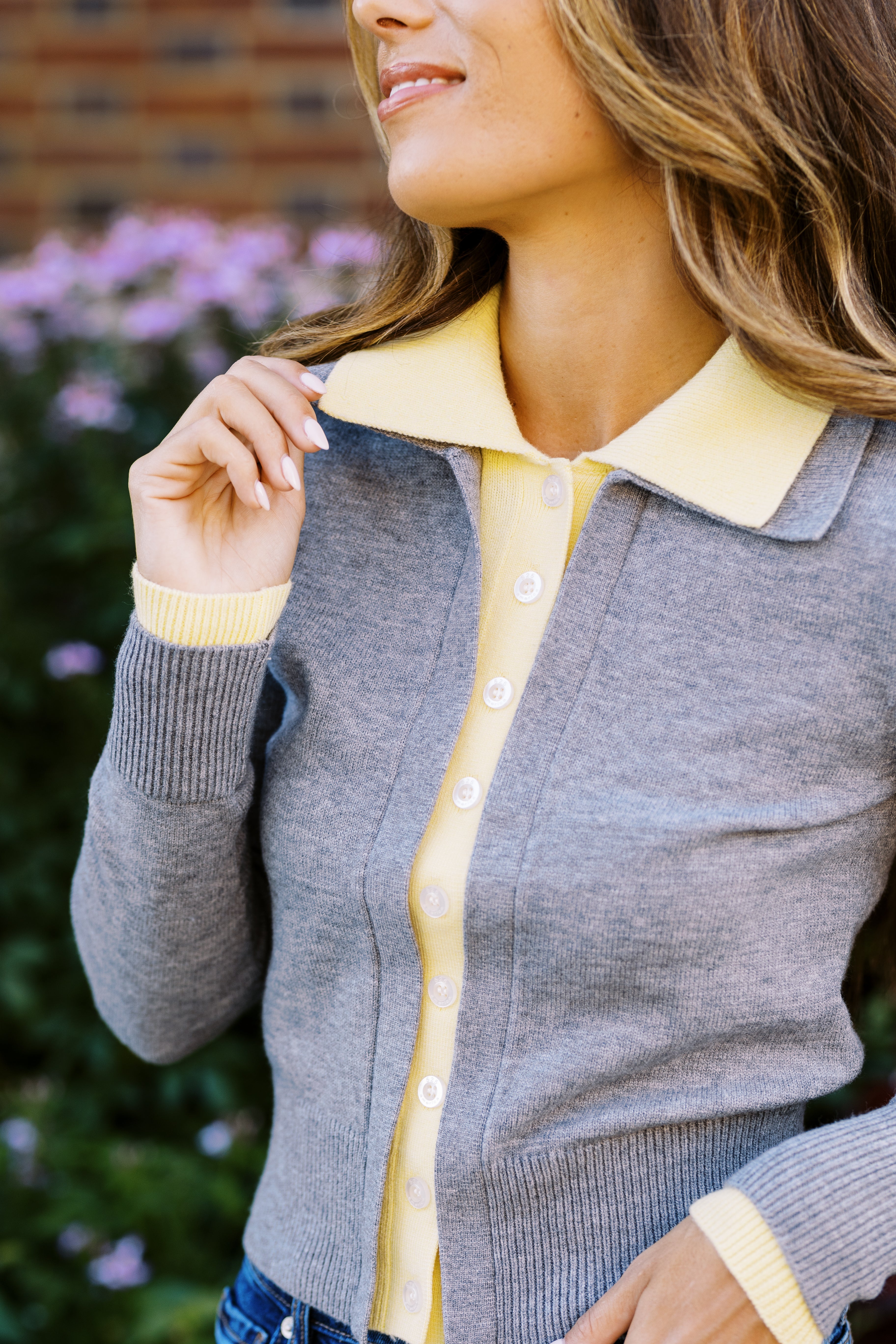 Priscilla Double Layer Polo Cardigan