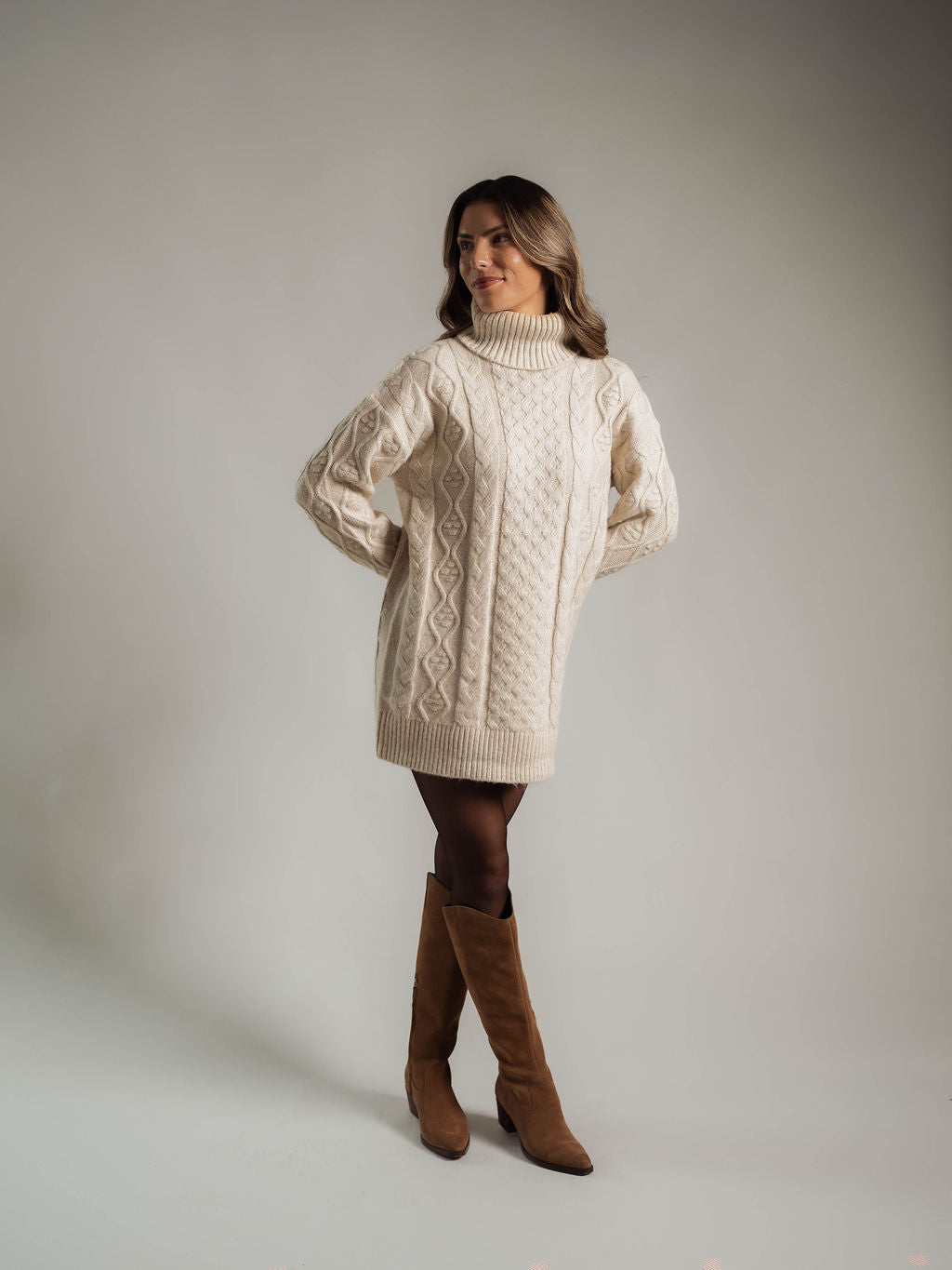 Makira Knit Turtleneck Mini Dress