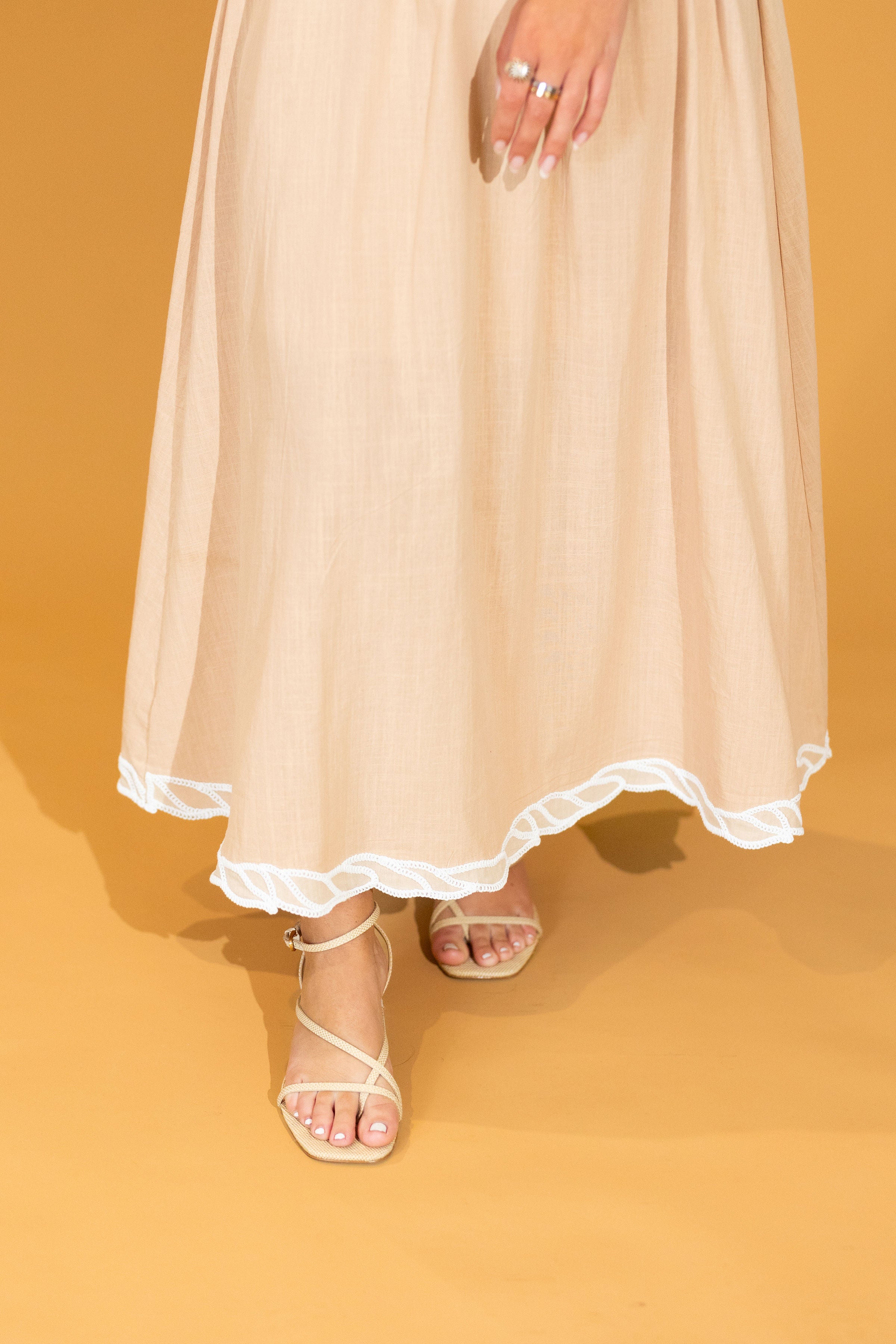 Milia Embroidery Detail Midi Dress