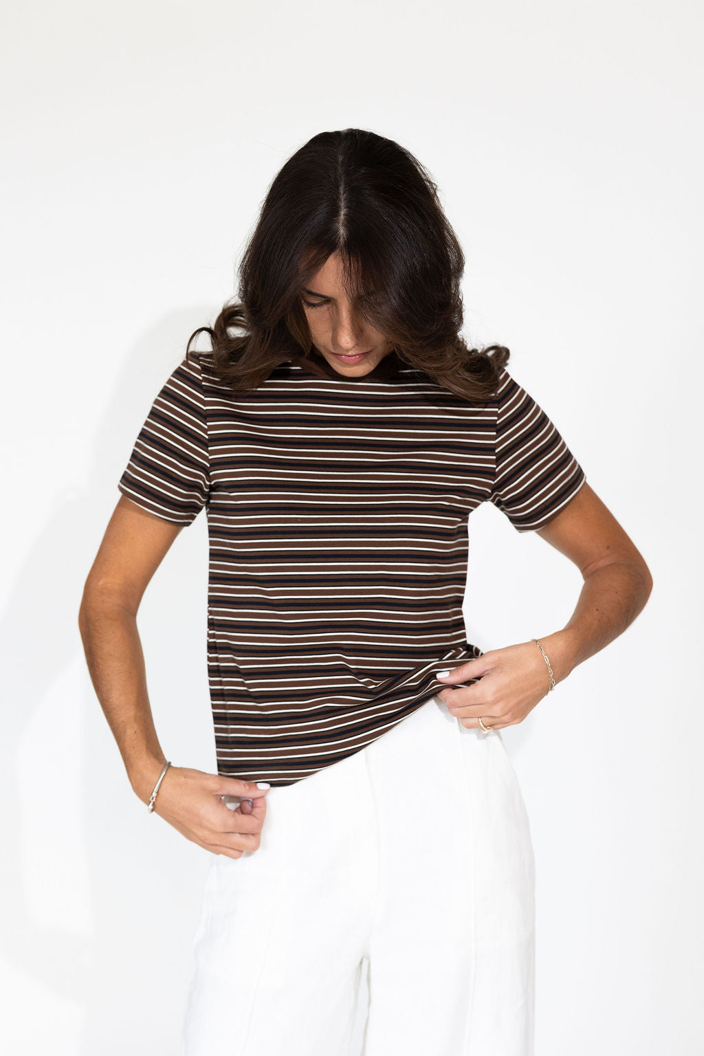Alba Chocolate Striped Tee