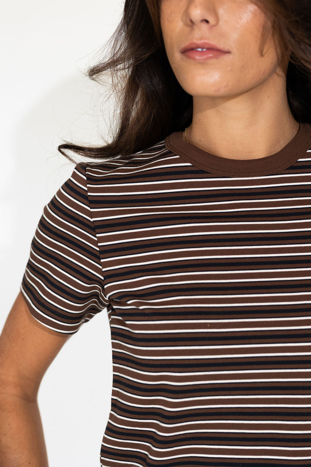 Alba Chocolate Striped Tee