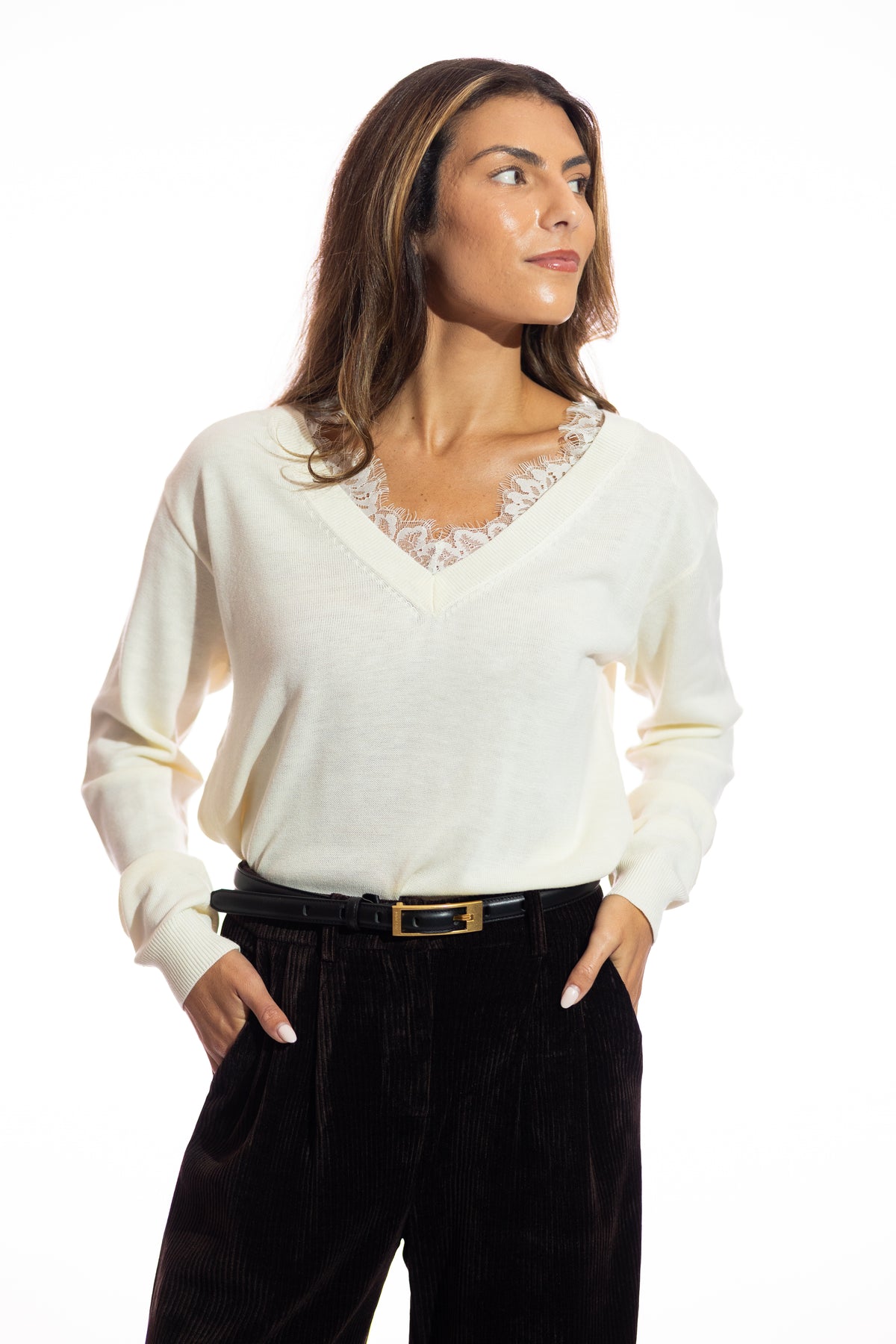 Mischa Lace Trim Sweater