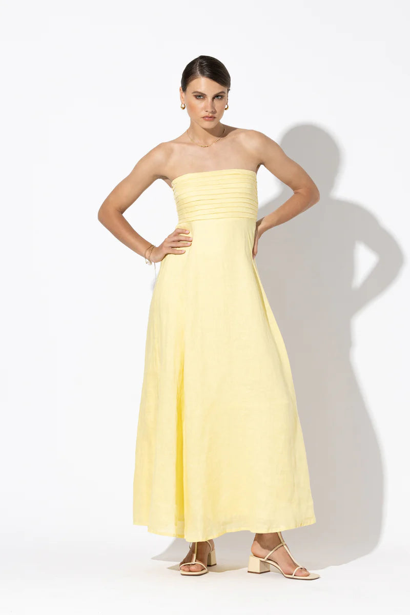 Talia Butter Linen Maxi Dress