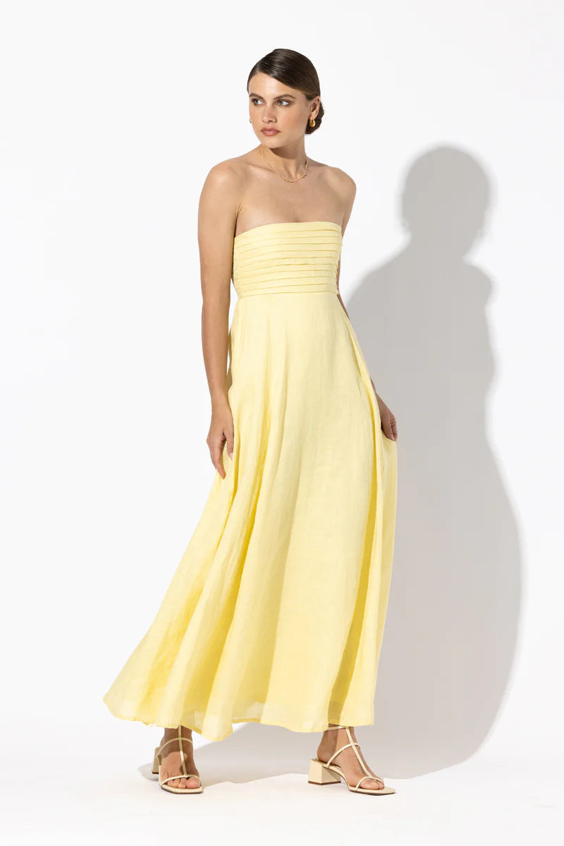 Talia Butter Linen Maxi Dress
