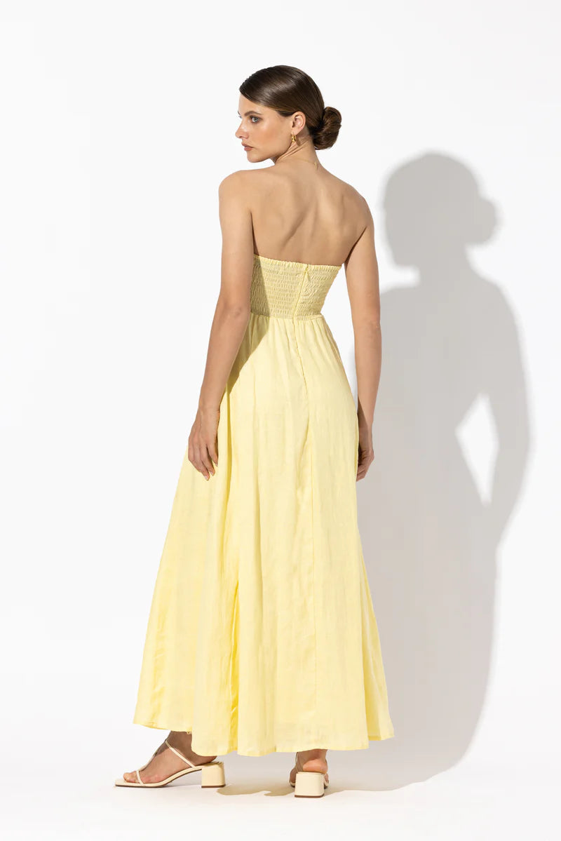 Talia Butter Linen Maxi Dress