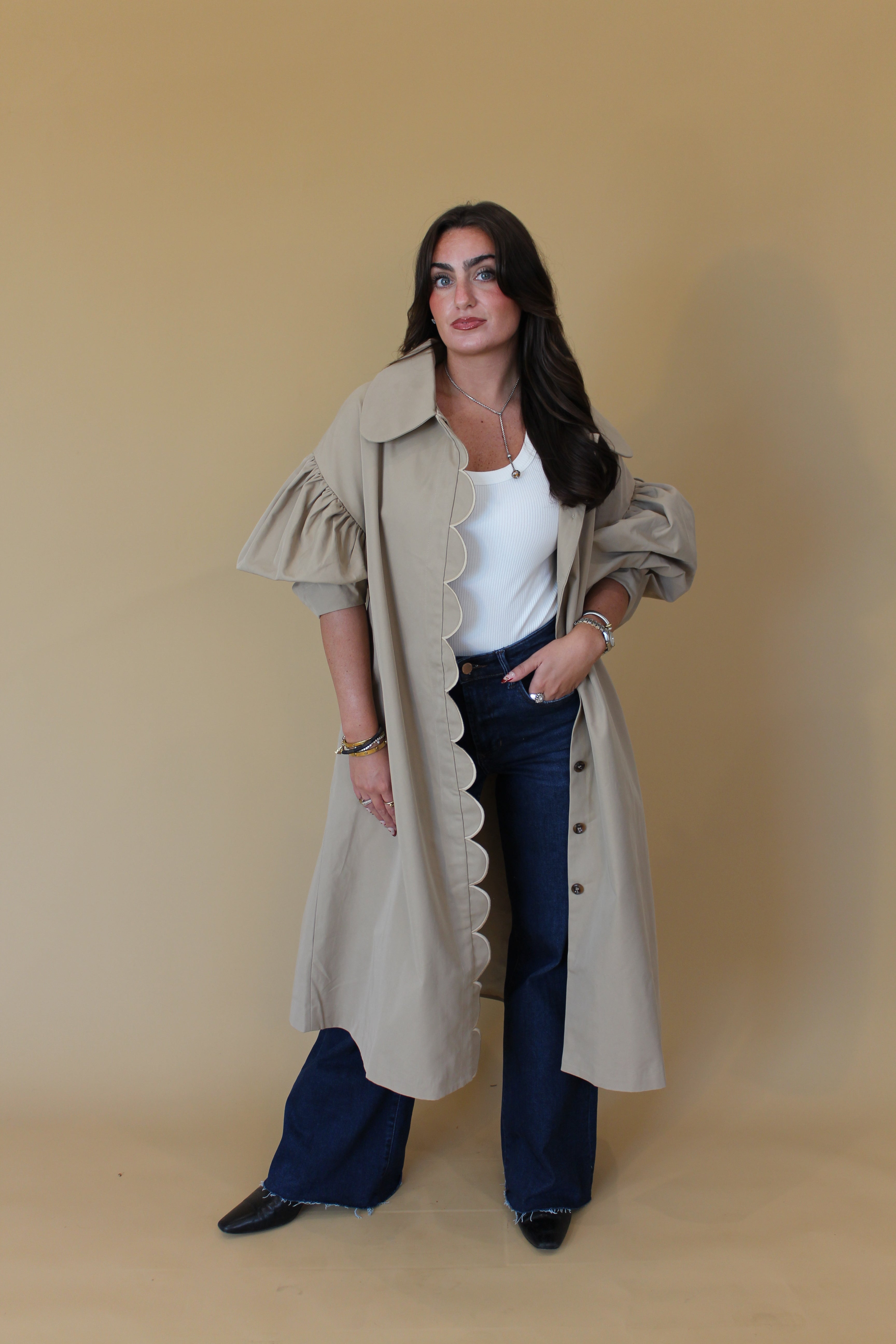City Dweller Scalloped Trench Coat
