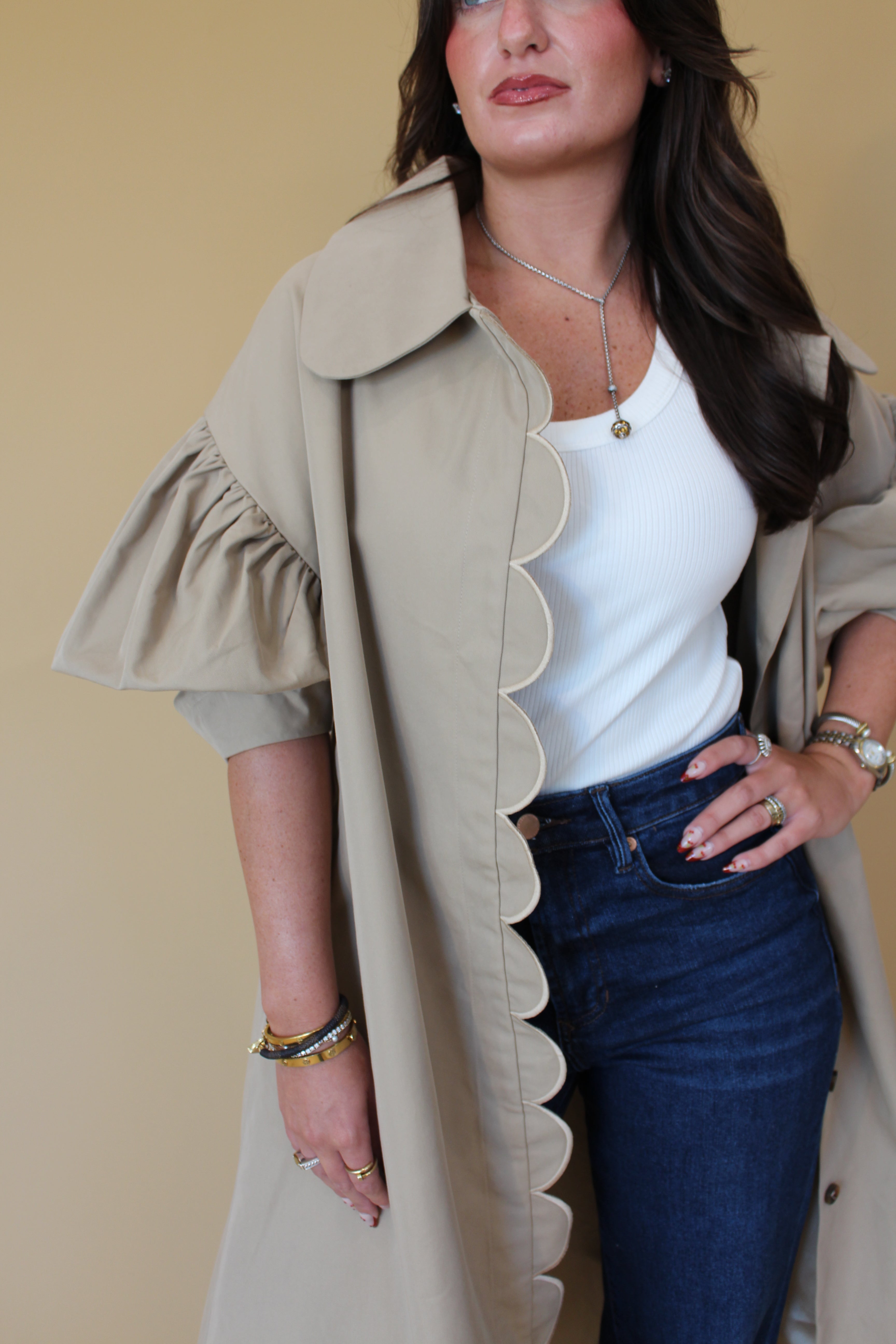 City Dweller Scalloped Trench Coat