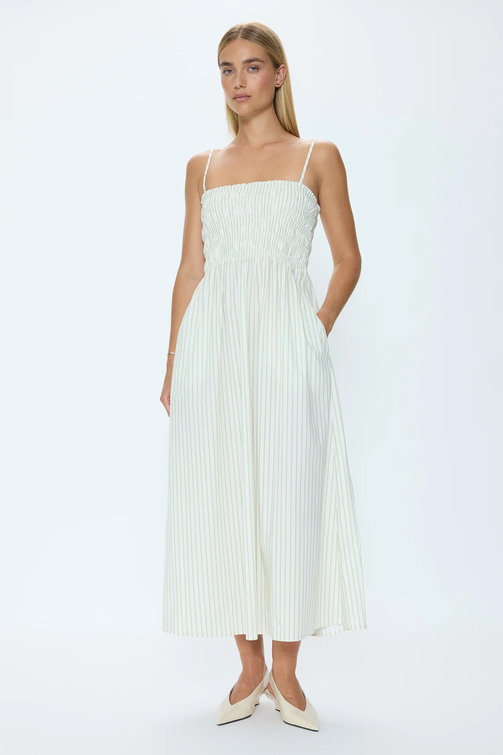 Bianca Sage Egret Dress