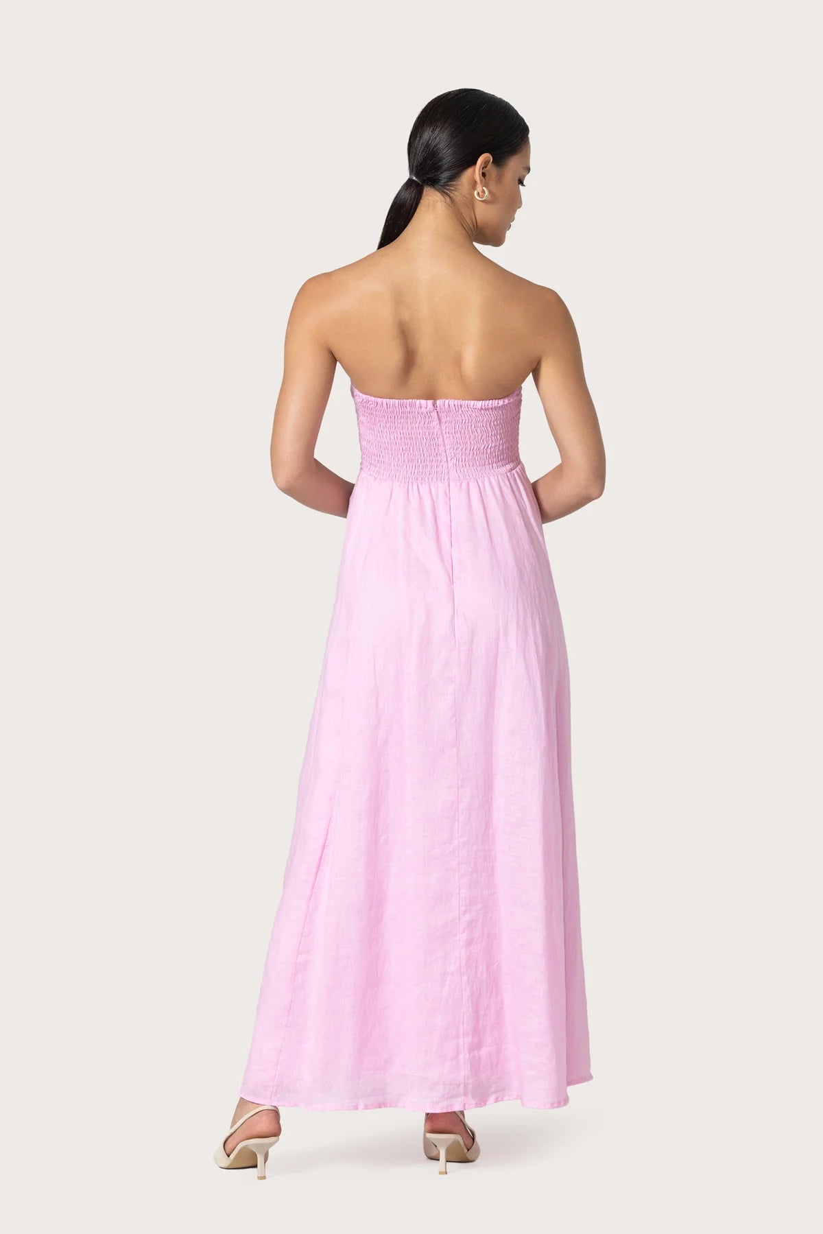 Talia Slipper Pink Linen Maxi Dress