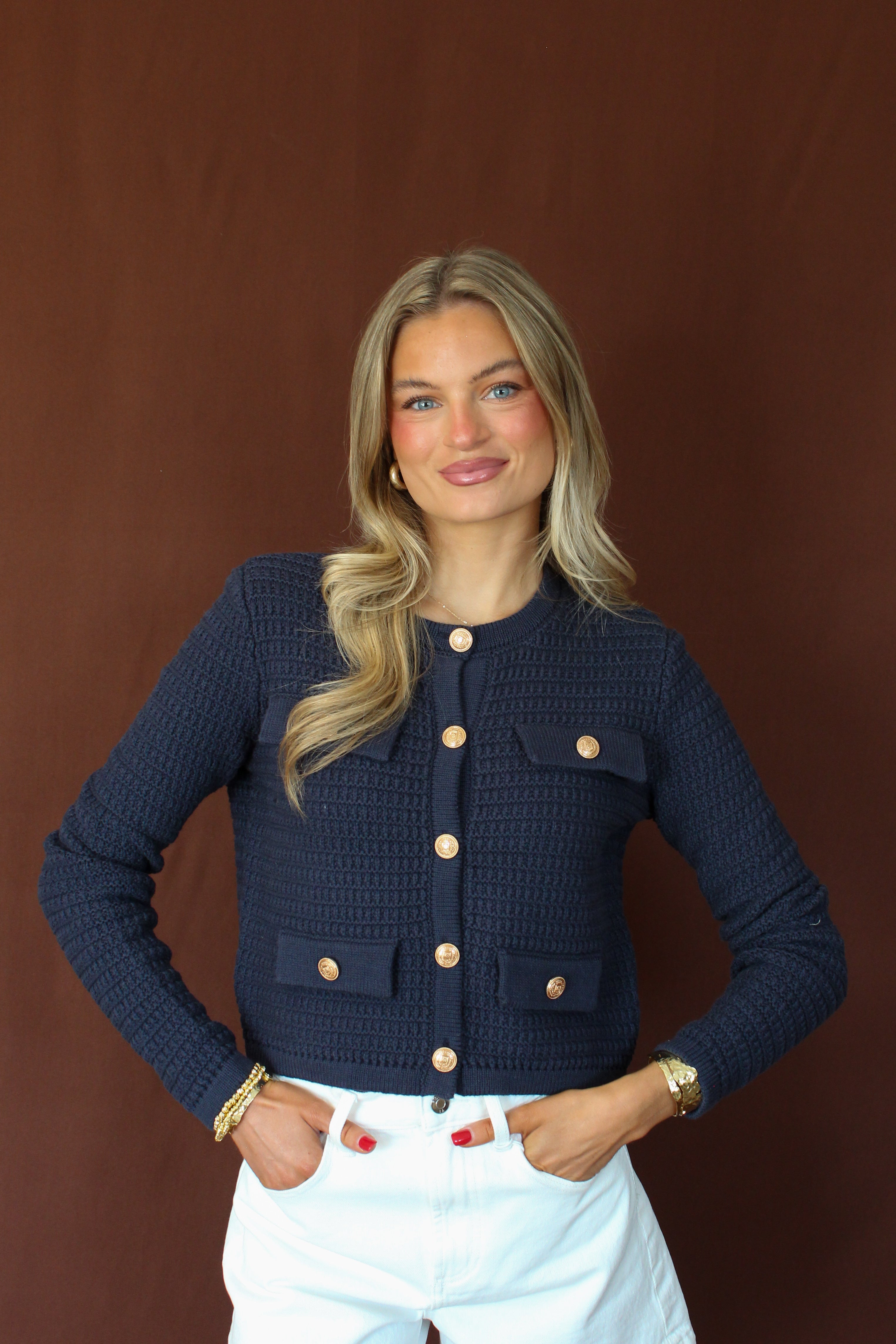 Yacht Race Cardigan- Navy