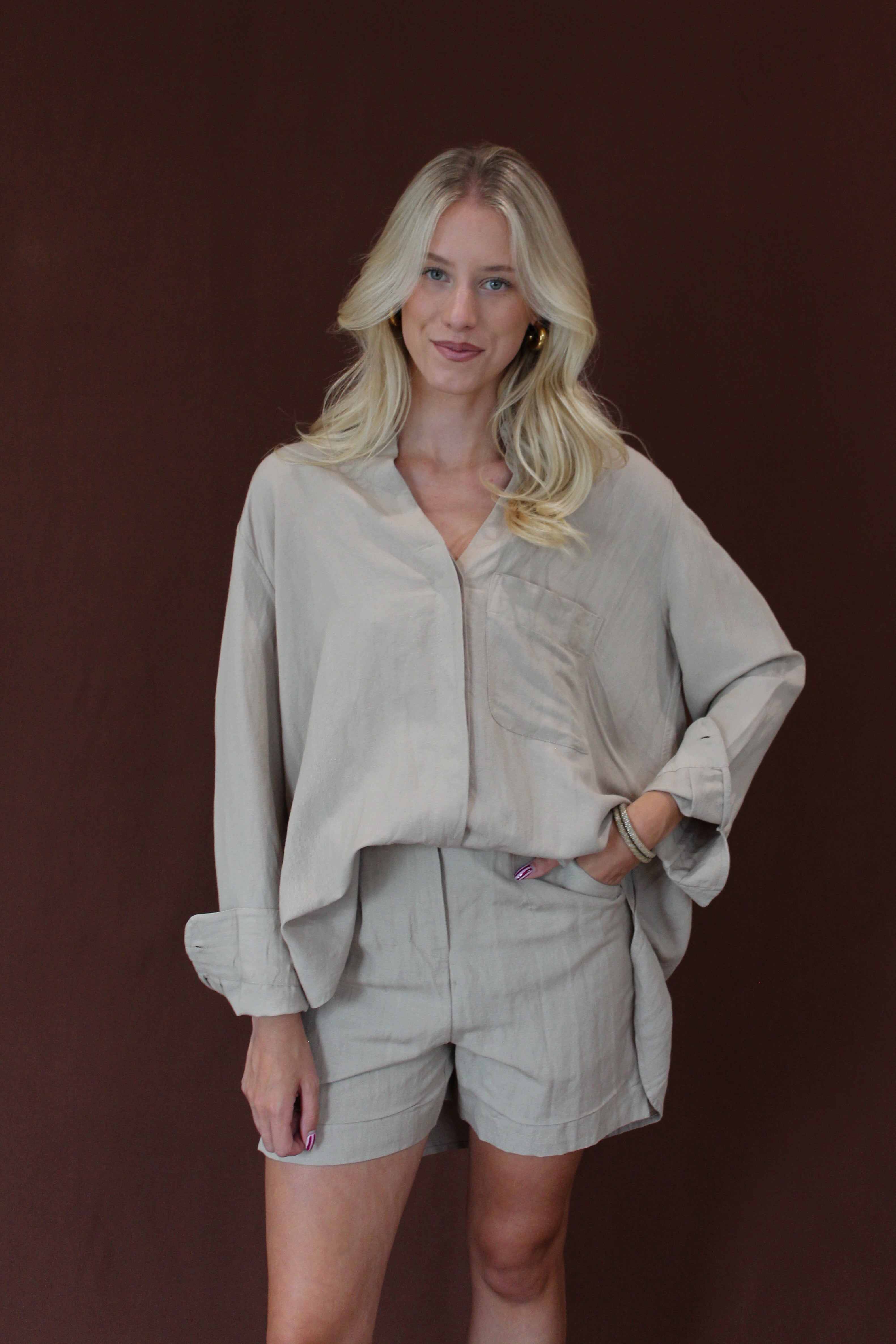 Birdie Linen Boyfriend Shirt - Natural