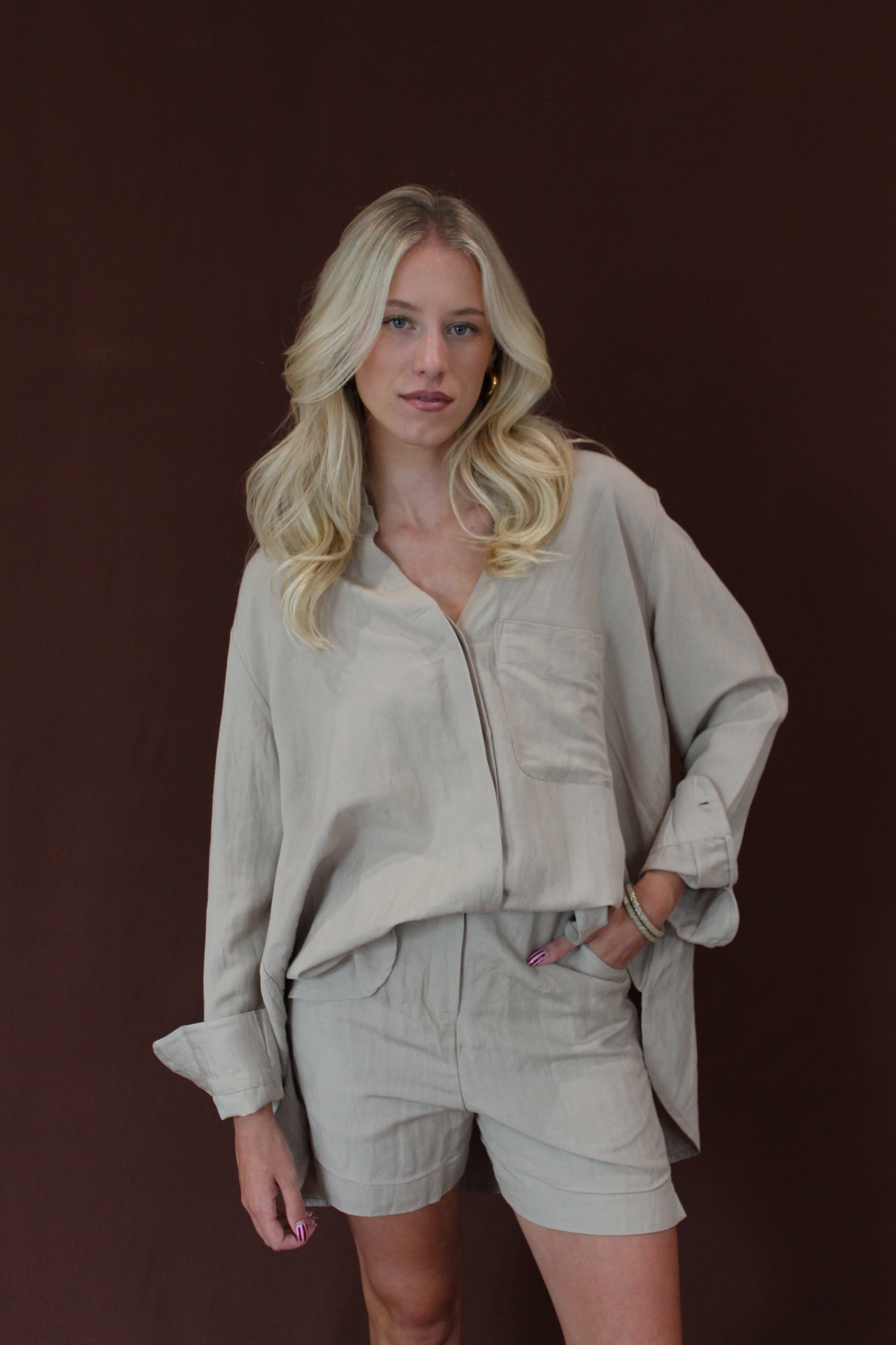 Birdie Linen Boyfriend Shirt - Natural