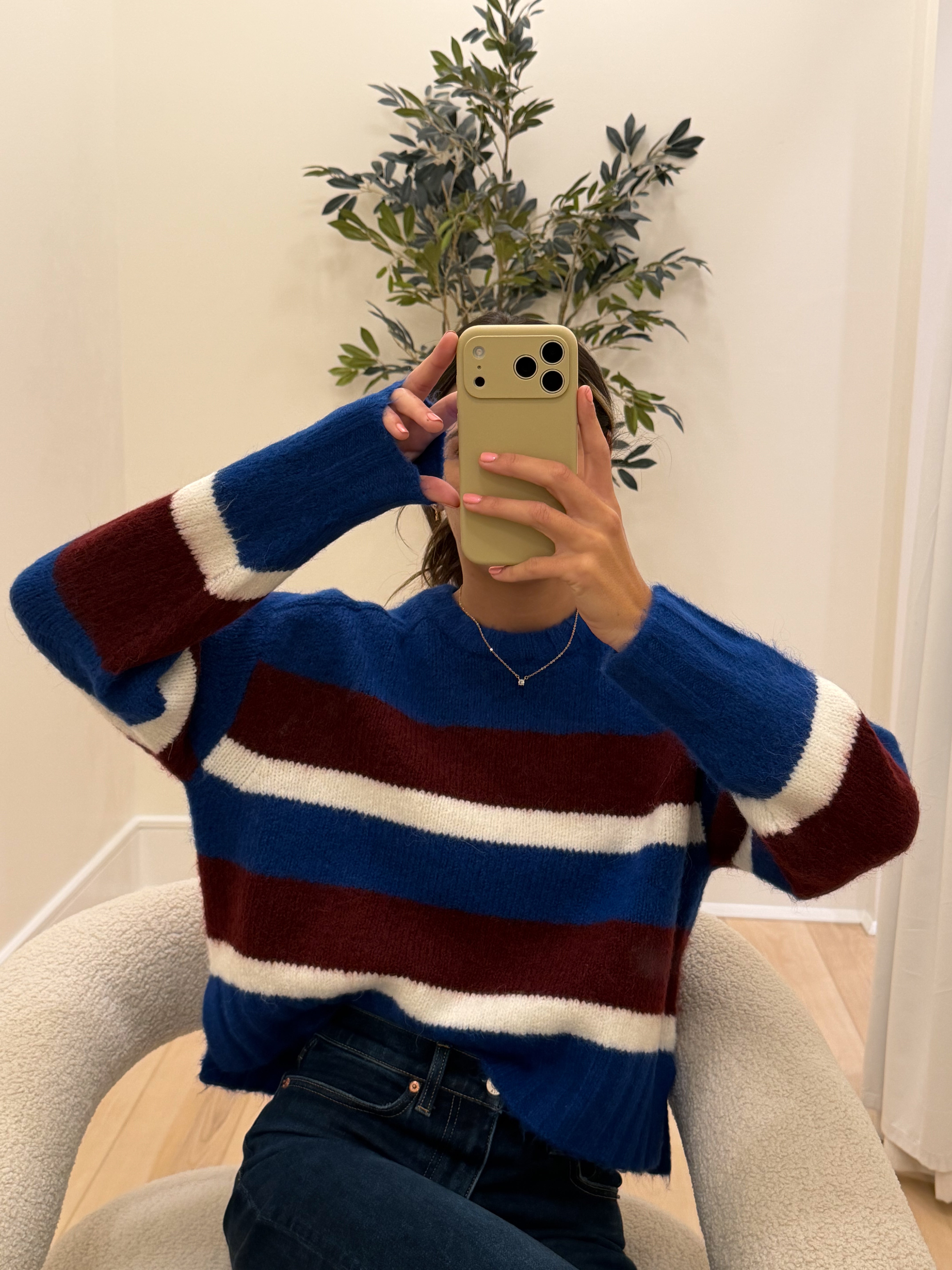 Claret Rugby Striped Sweater