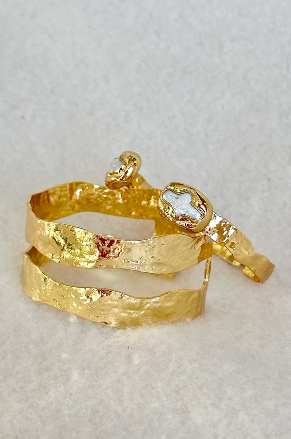 Gold Double Cuff Plated Bracelet