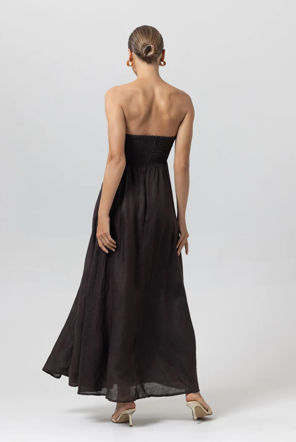 Talia Chocolate Linen Maxi Dress