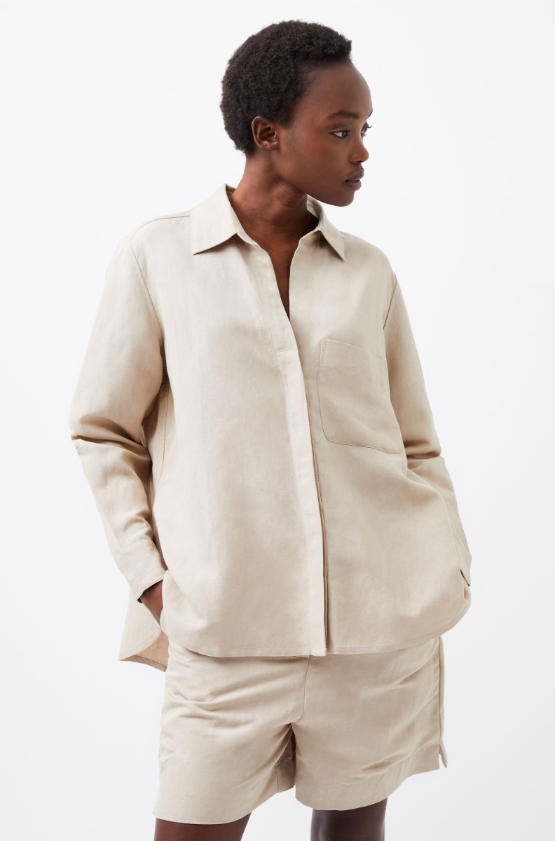 Birdie Linen Boyfriend Shirt - Natural