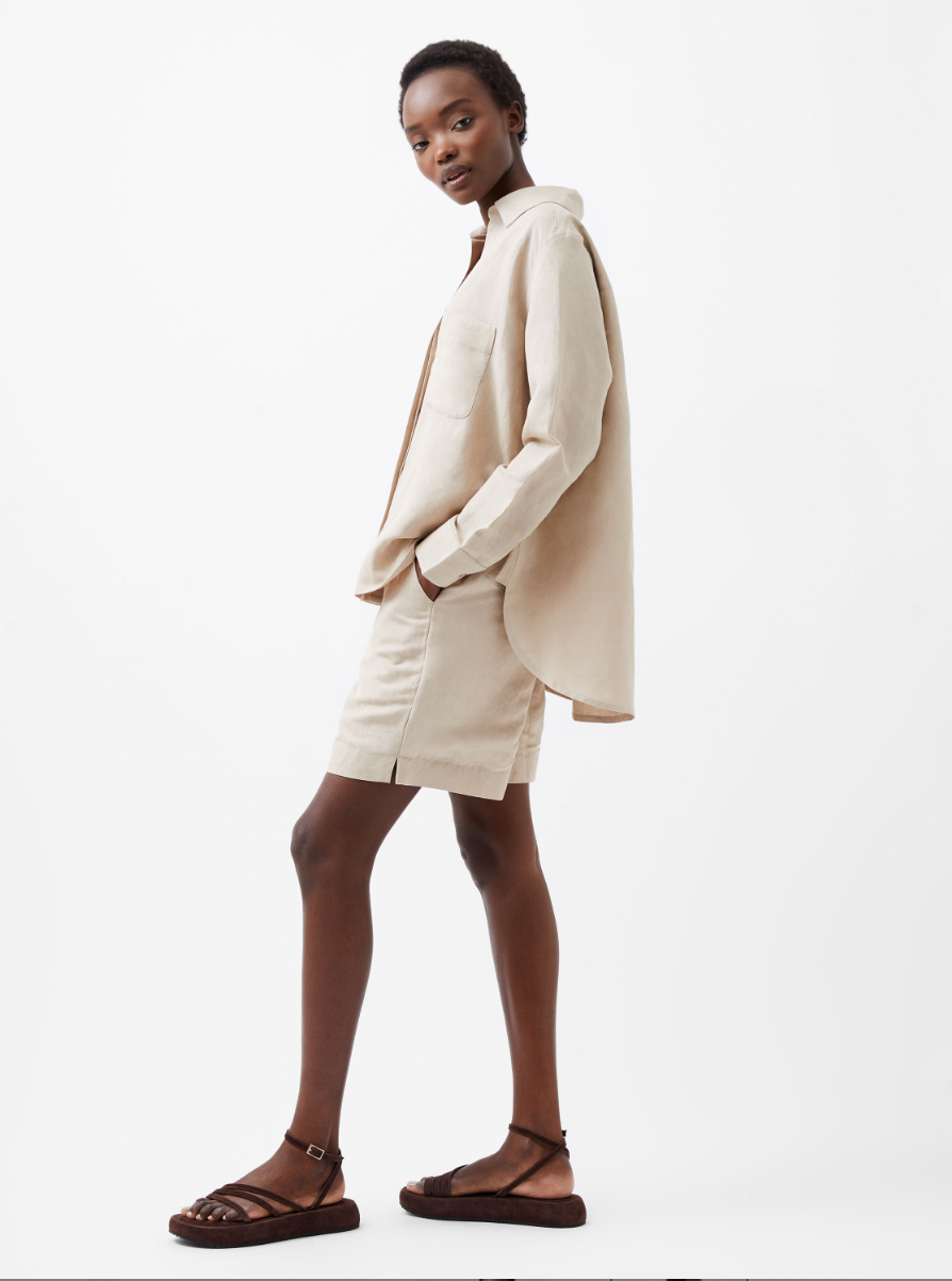 Birdie Linen Boyfriend Shirt - Natural