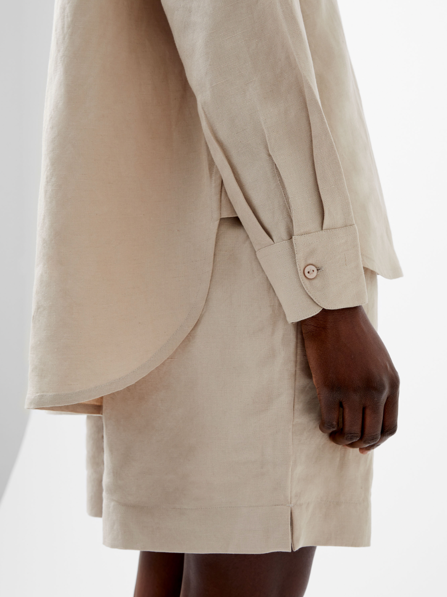 Birdie Linen Boyfriend Shirt - Natural