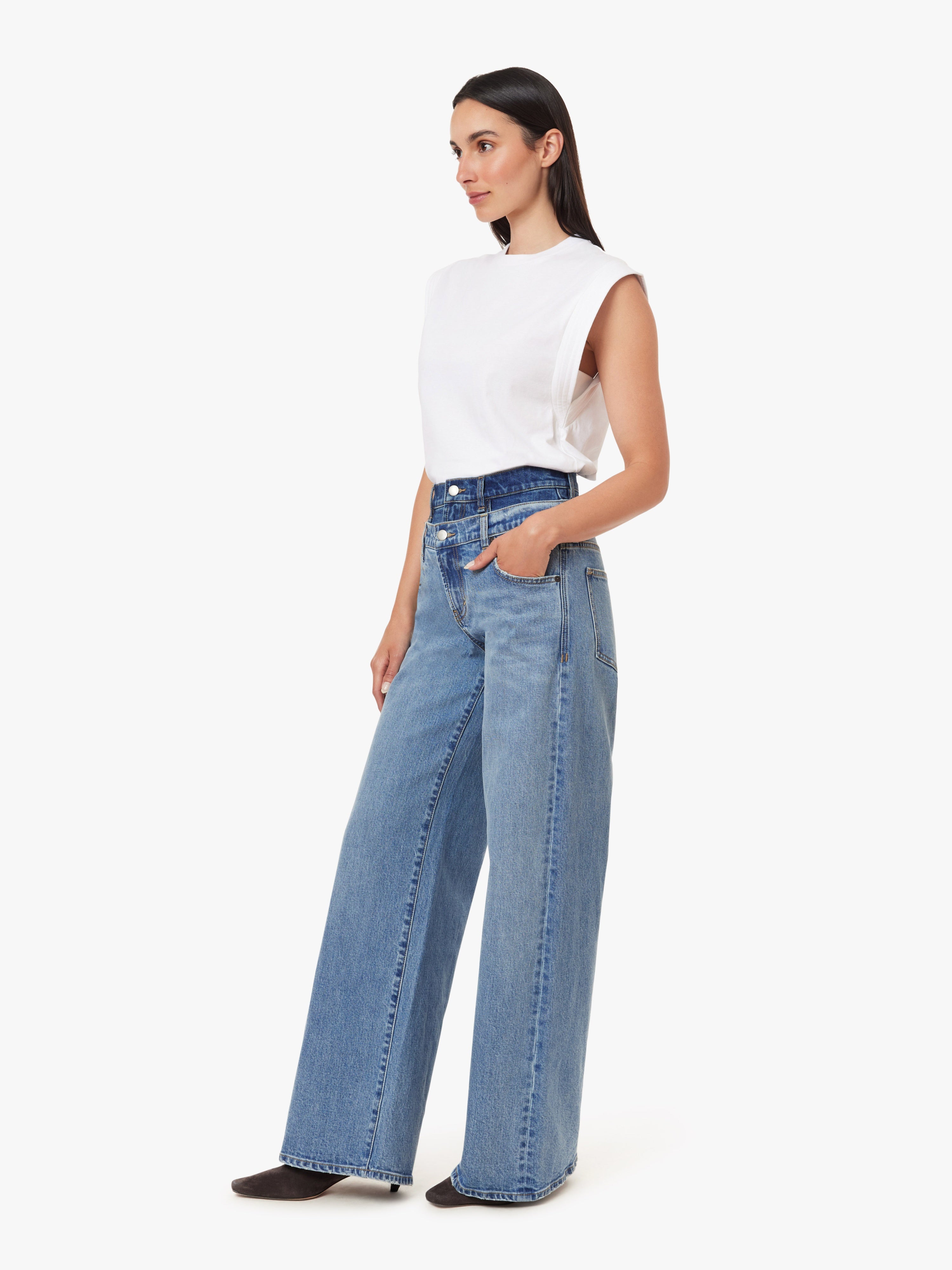 Double Denim Slouch Jeans