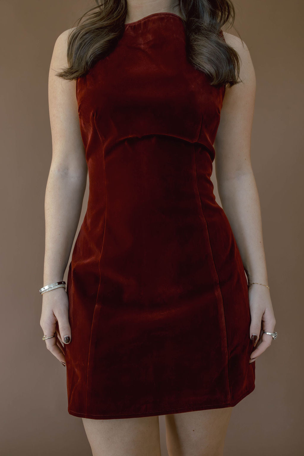 Carmine Burgundy Velvet Dress