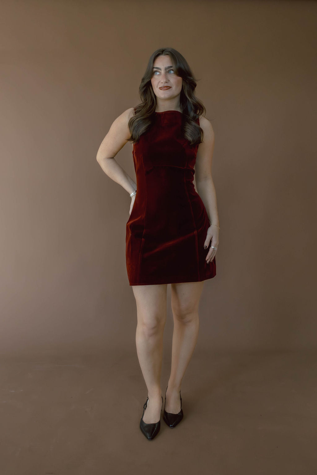 Carmine Burgundy Velvet Dress