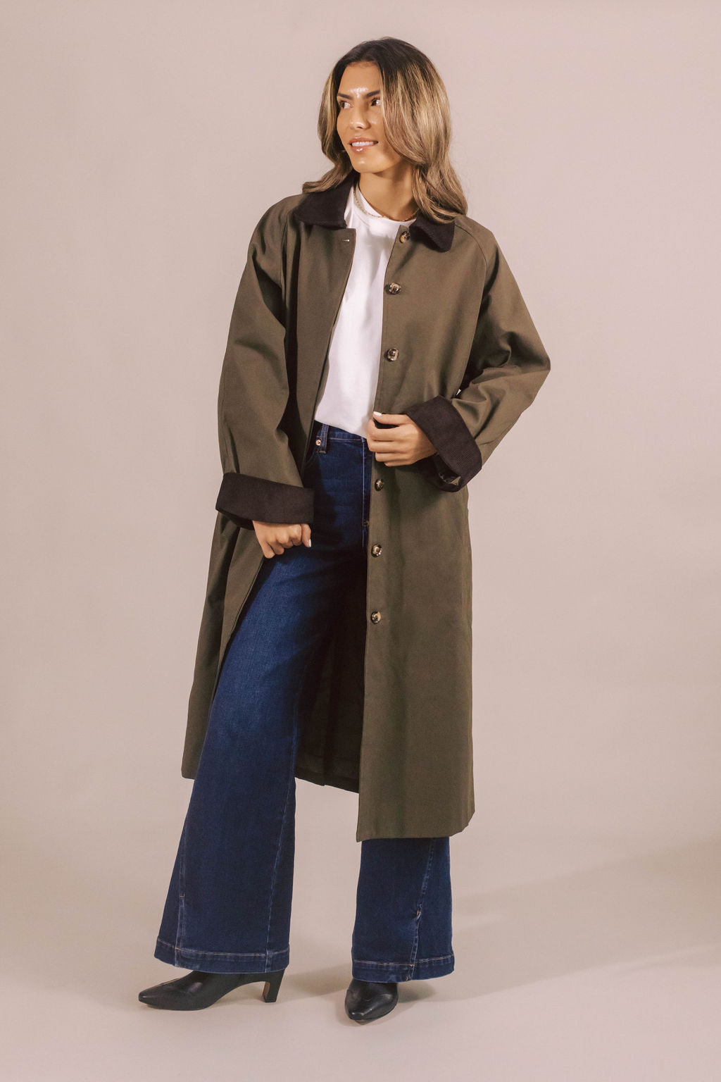 Rory Corduroy Detail Trench Coat
