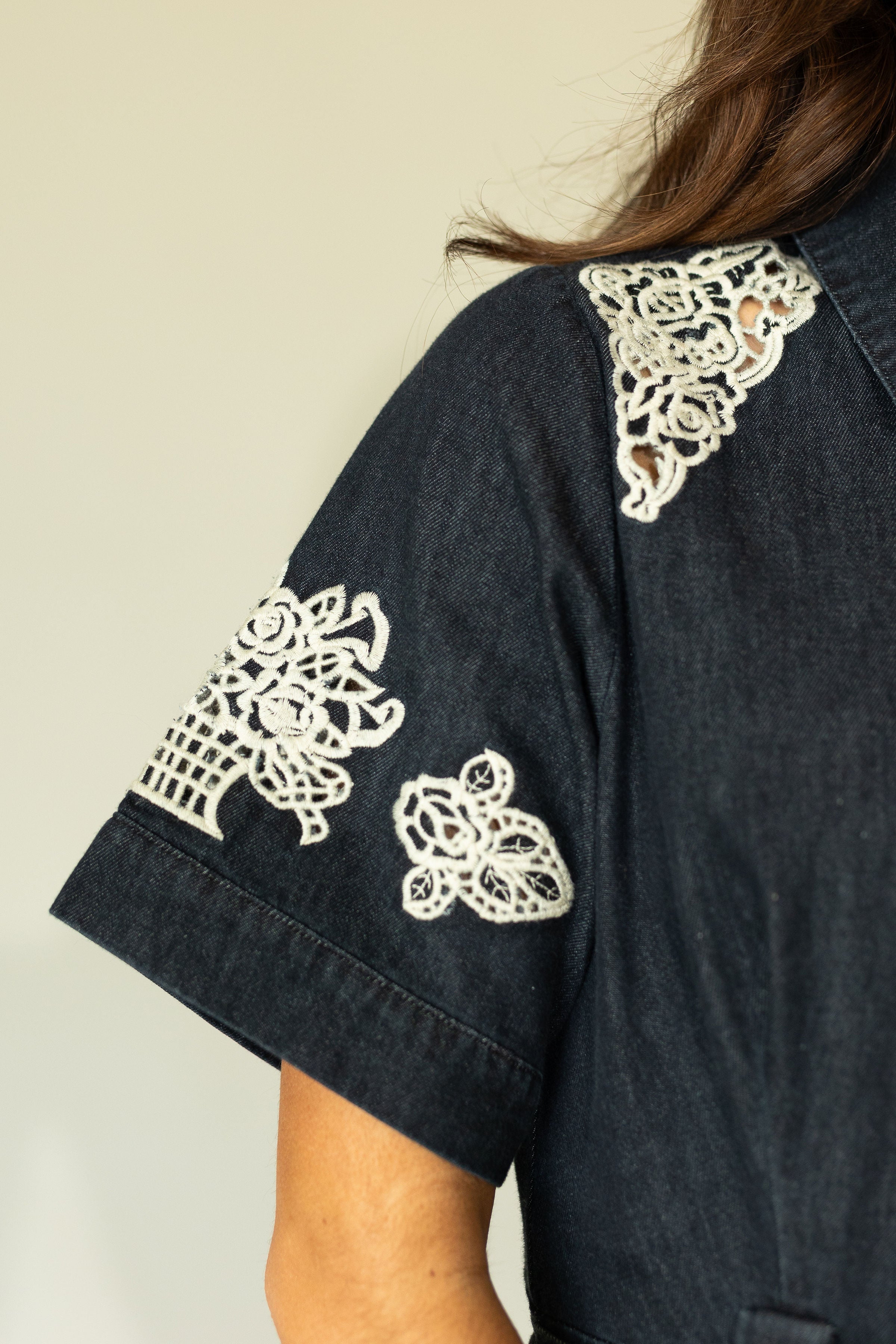 Georgette Denim Embroidered Dress