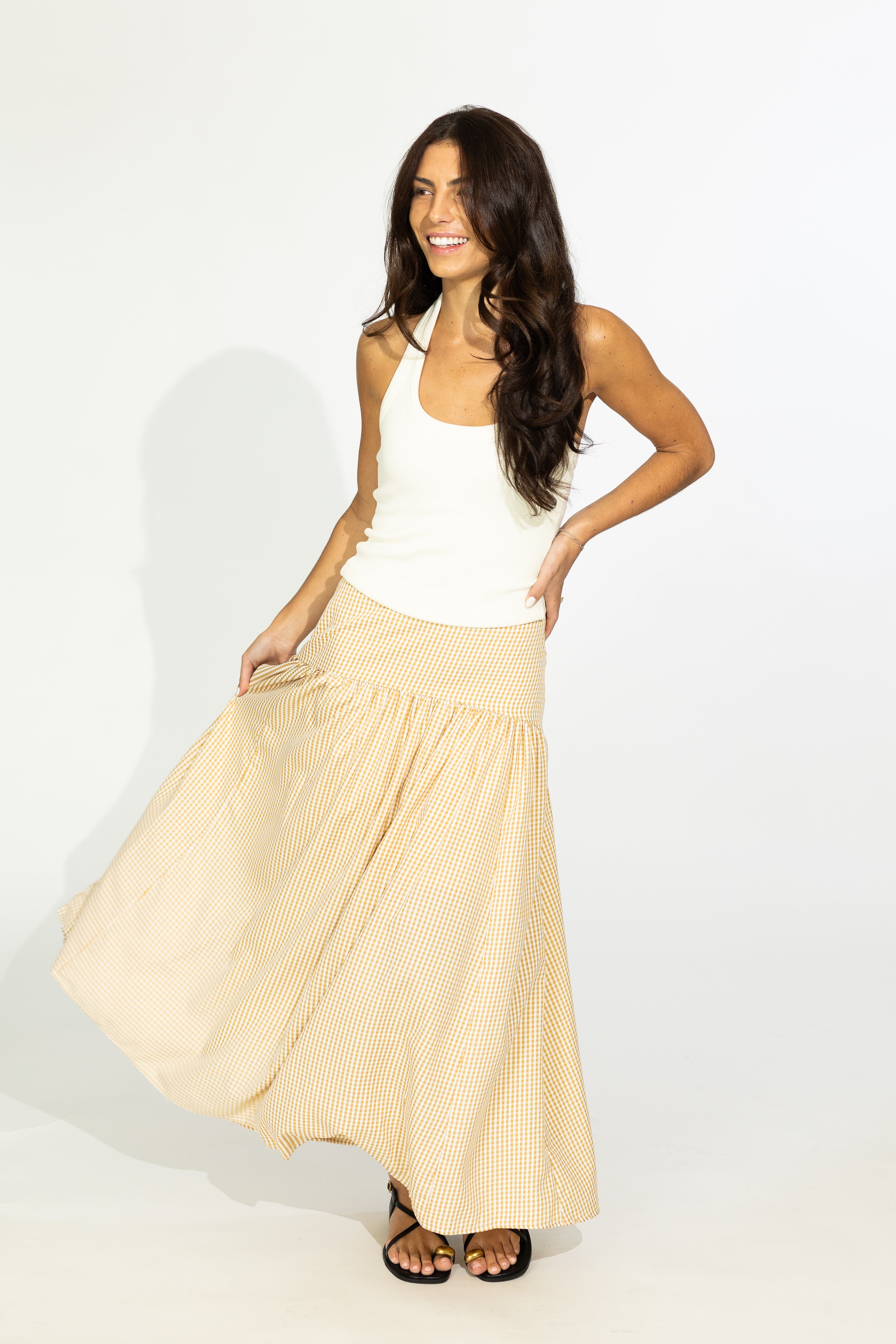 Cassie Gingham Maxi Skirt